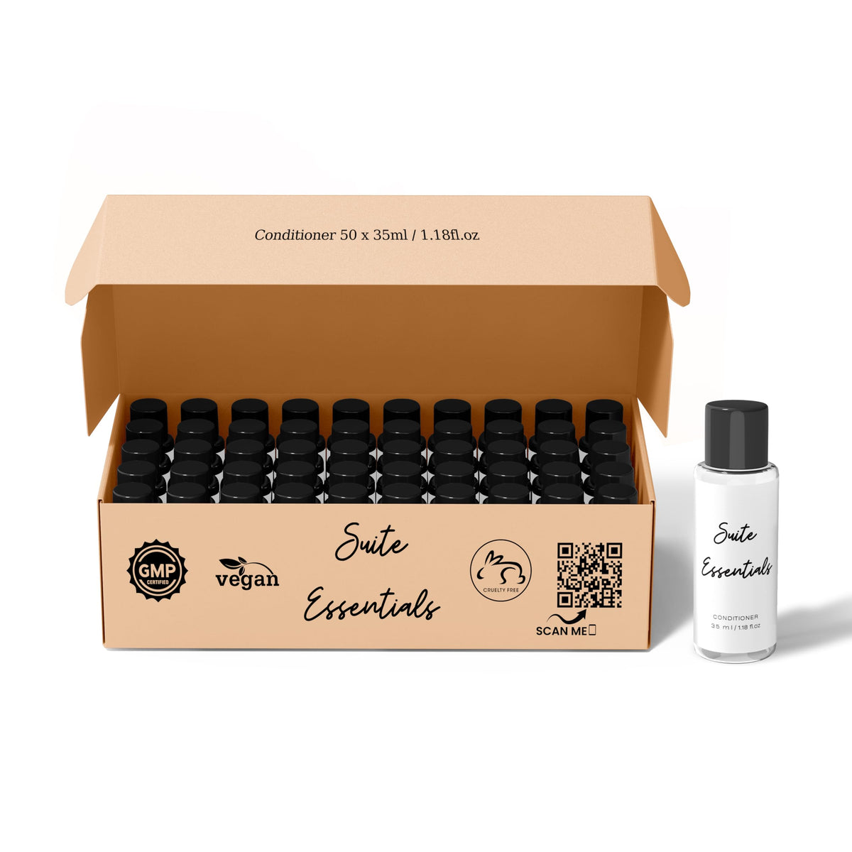 Suite Essentials 50 x 35ml Conditioner Bulk Pack | Ideal For Hotels, Guest Rooms, Airbnb & Hospitality | GMP Certified, Cruelty Free, Vegan,