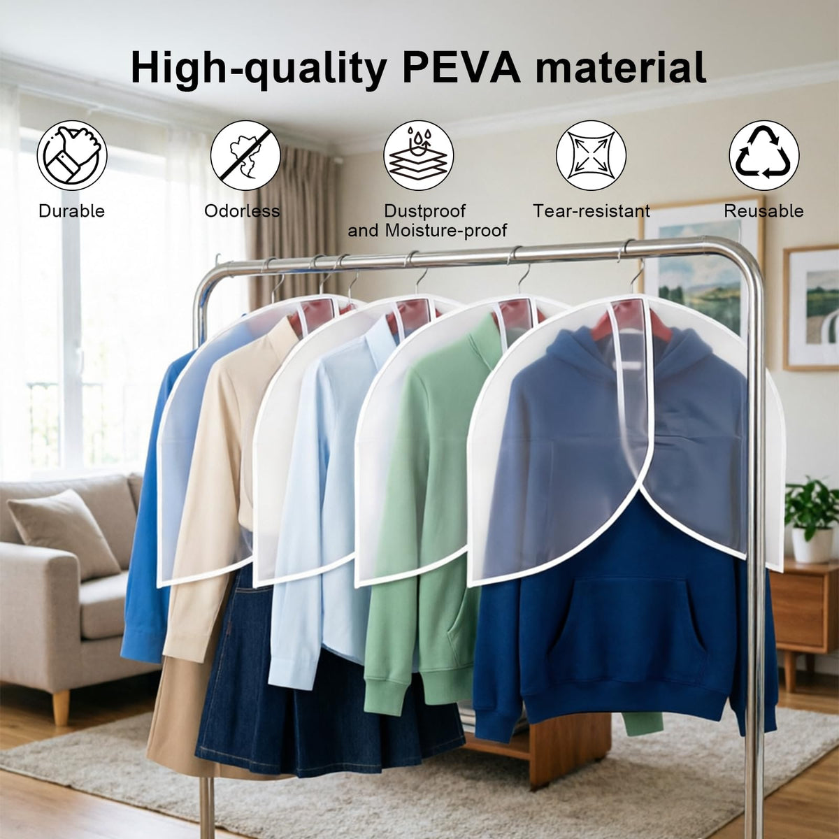 LNSYSNS 10 Pcs Clothes Covers Protector Bags 60 × 28 cm, Waterproof