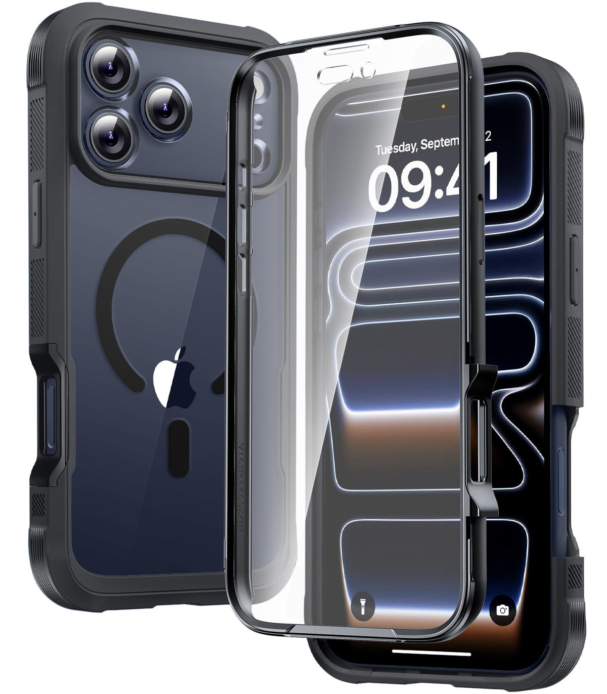 Diaclara Magnetic for iPhone 17 Pro Case 6.3-Inch, Fit for MagSafe, Full Body Bumper Case with Built-in Touch Sensitive Anti-Scratch Screen Protector,