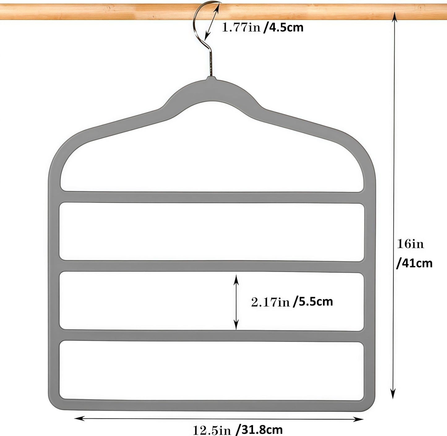 Trouser Hanger Space Saving Clothes Velvet Hanger with 4 Layers Slacks
