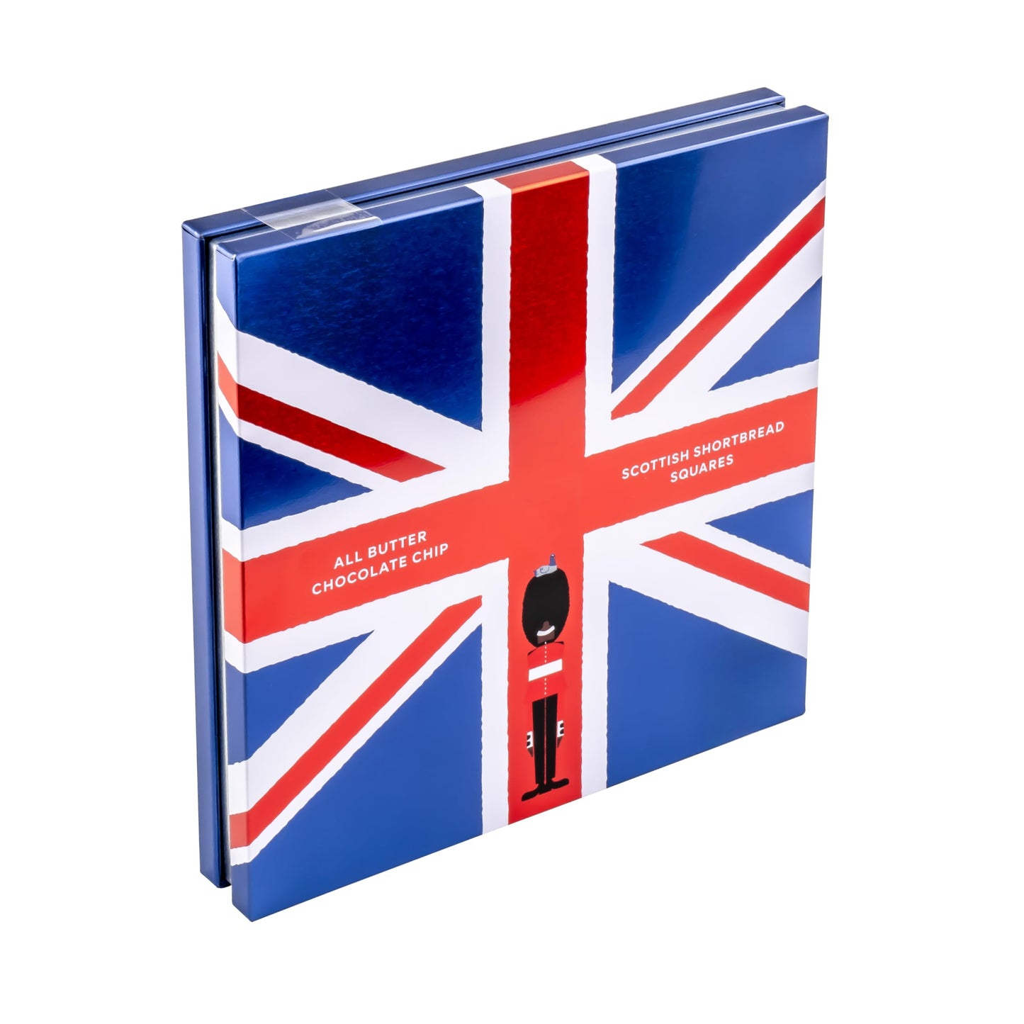 Premium All Butter Scottish Chocolate Chip Shortbread, In Decorative British Union Flag Tin with London Guard Design, 200g