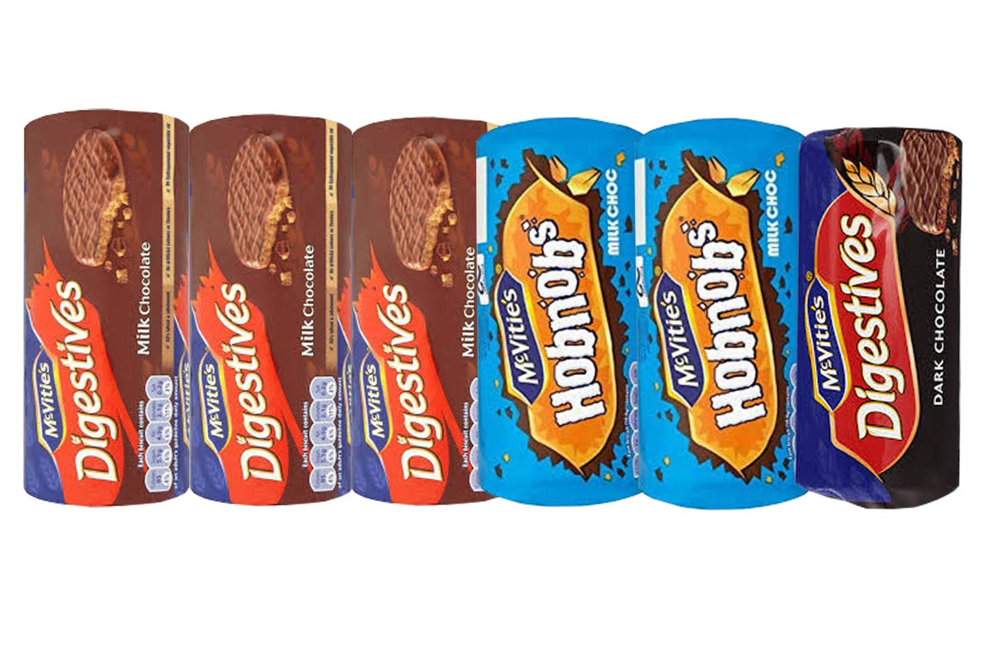 Mixed Assortment of McVitie's Milk Chocolate Digestives, Dark Chocolate Digestives and Milk Chocolate Hobnobs