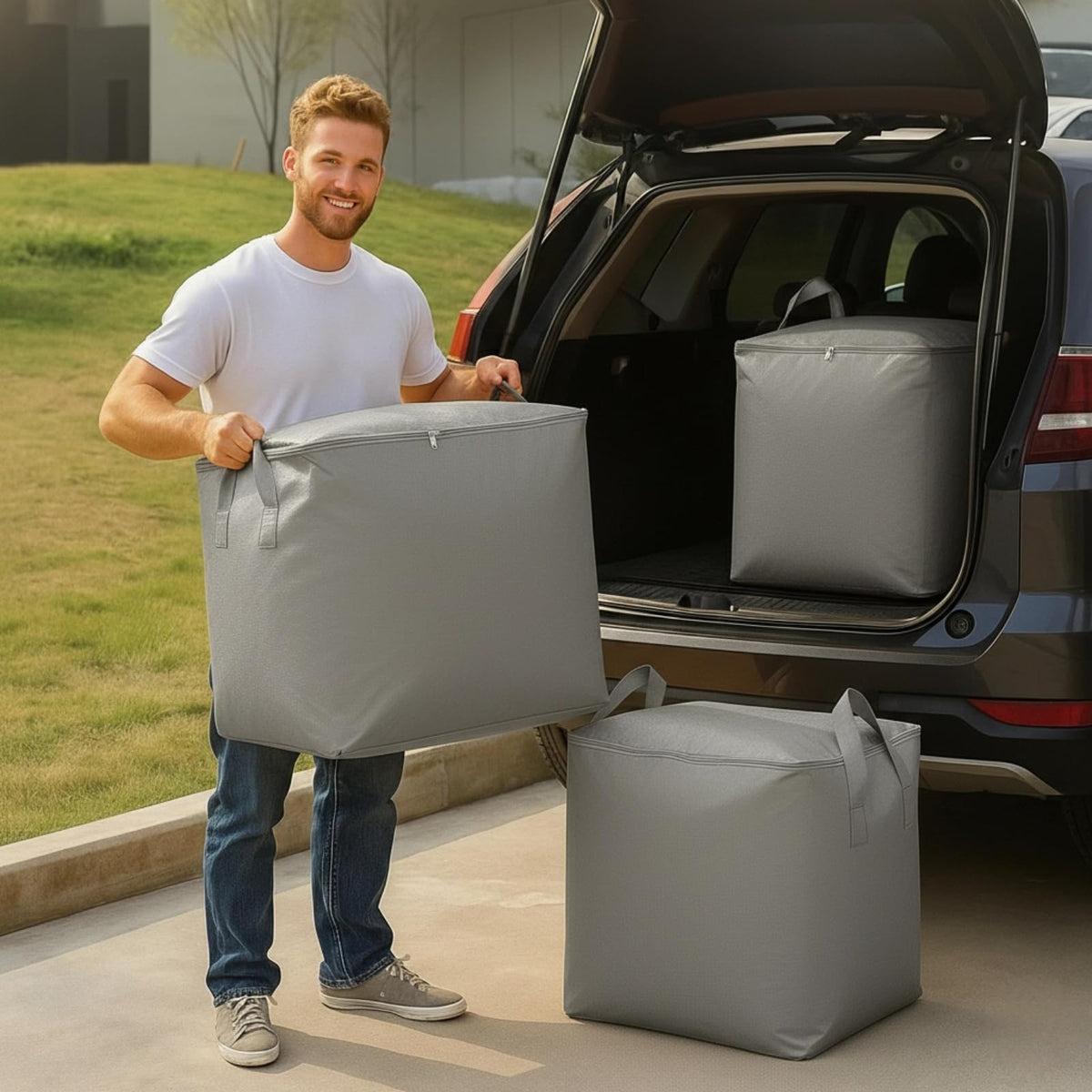 3-Pack 240l Large Moving Bags – Heavy Duty Waterproof Removal Bag with Double Zip Pulls,Ideal for Moving, College Dorms, Loft Storage