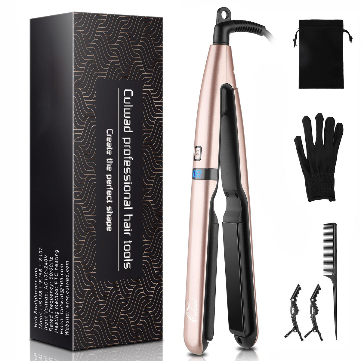 Culwad Hair Straightener, Professional Ceramic Flat Iron for Hair and LCD Digital Display with Adjustable Temp (160?-230?) Straightner Iron, Dual