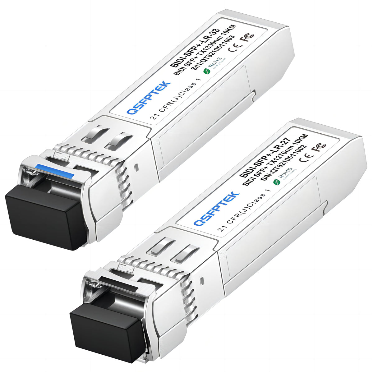 QSFPTEK 10G SFP+ Bidi Transceivers LC Single-Mode Module for Cisco SFP-10G-BXD-I (1330nm-TX/1270nm-RX) / SFP-10G-BXU-I (1270nm-TX/1330nm-RX),10KM,