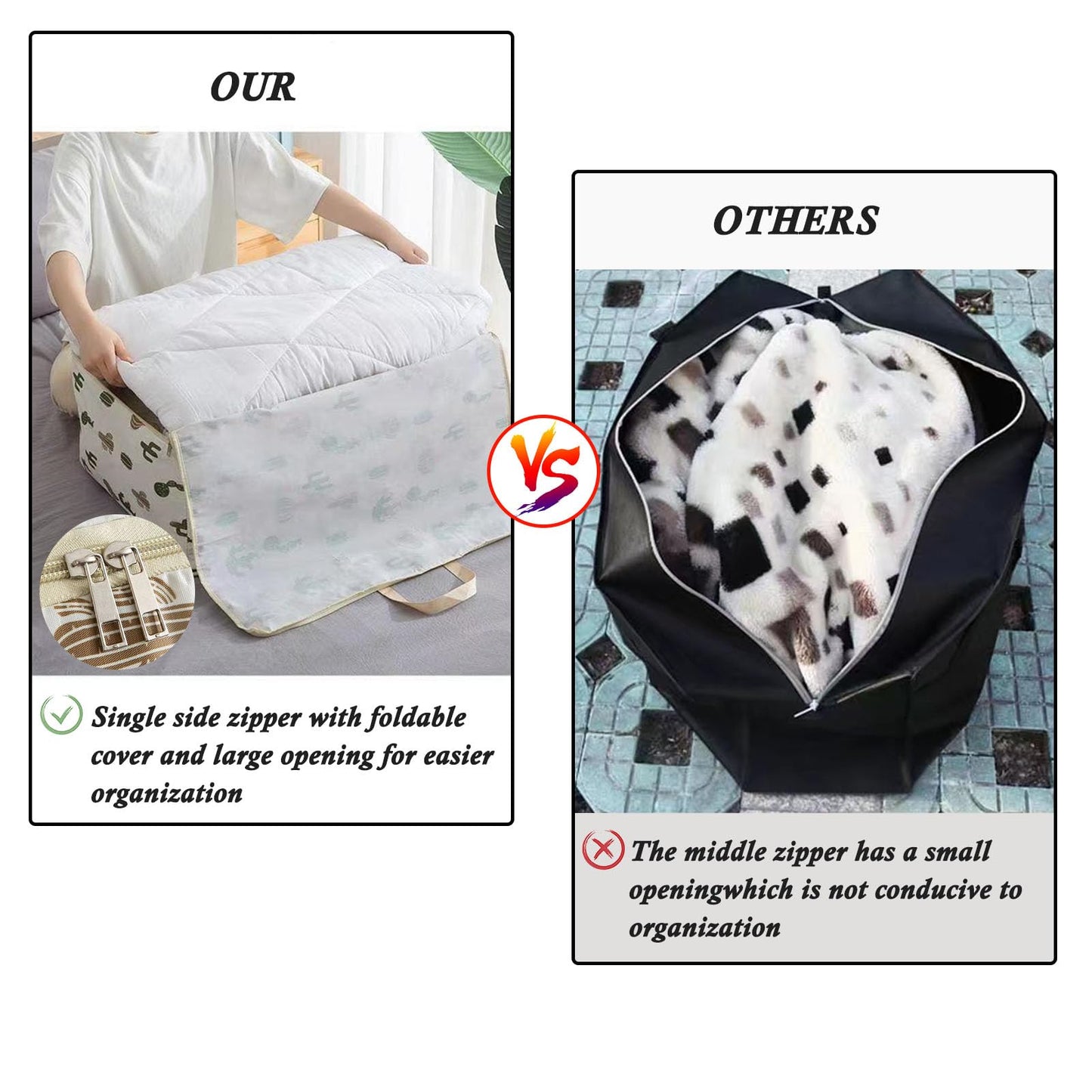 SEPSCO Clothes Storage Bag Large 2Pcs, Duvet Storage Bags King Size With Zips Foldable Thicken Nonwoven Fabric Moving Packing Totes Bag for