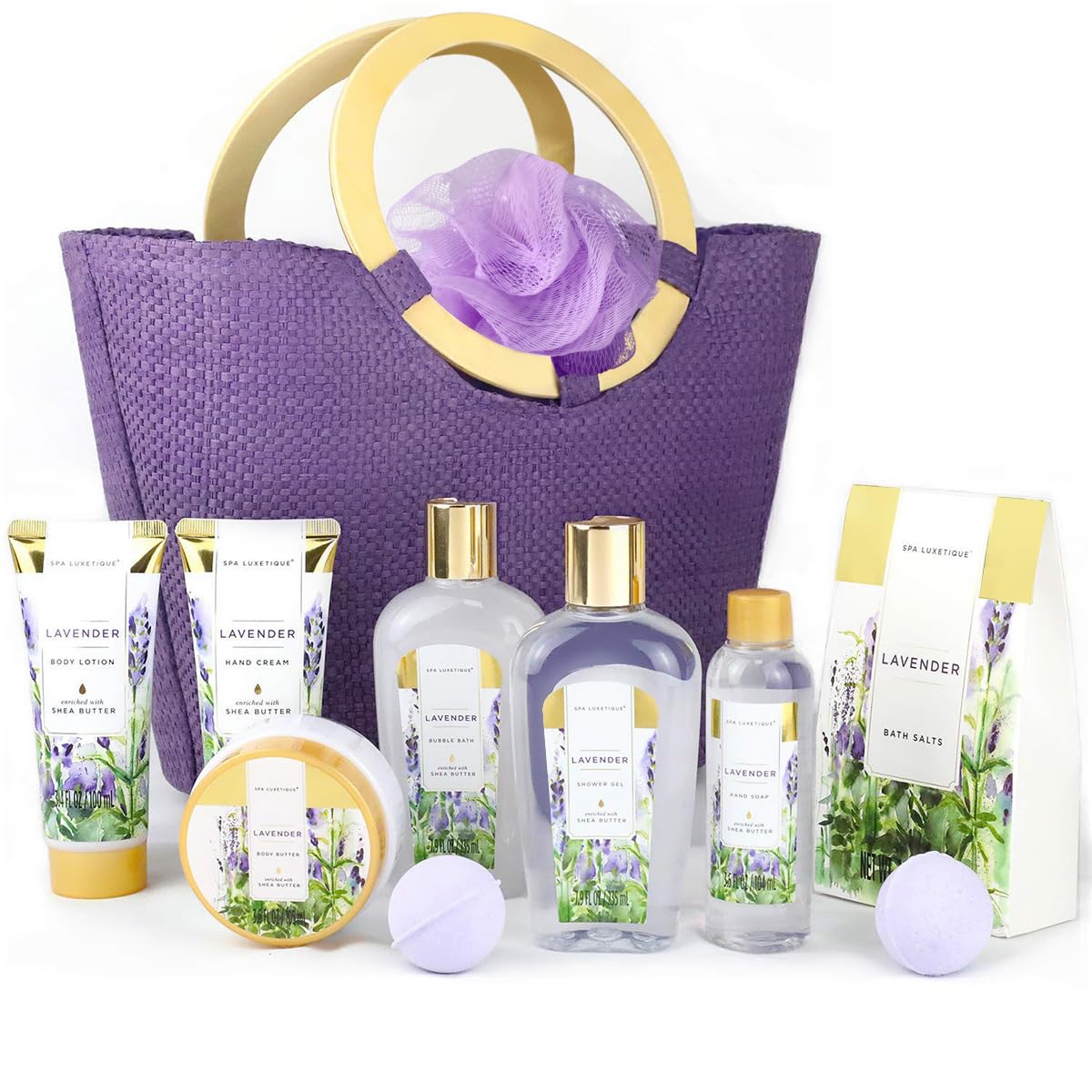 Pamper Gifts for Women-Spa Luxetique Spa Gift Set 10pcs Lavender Relaxing Bath Set with Bubble Bath, Body Lotion, Hand Cream, Mothers Day Gifts Mum