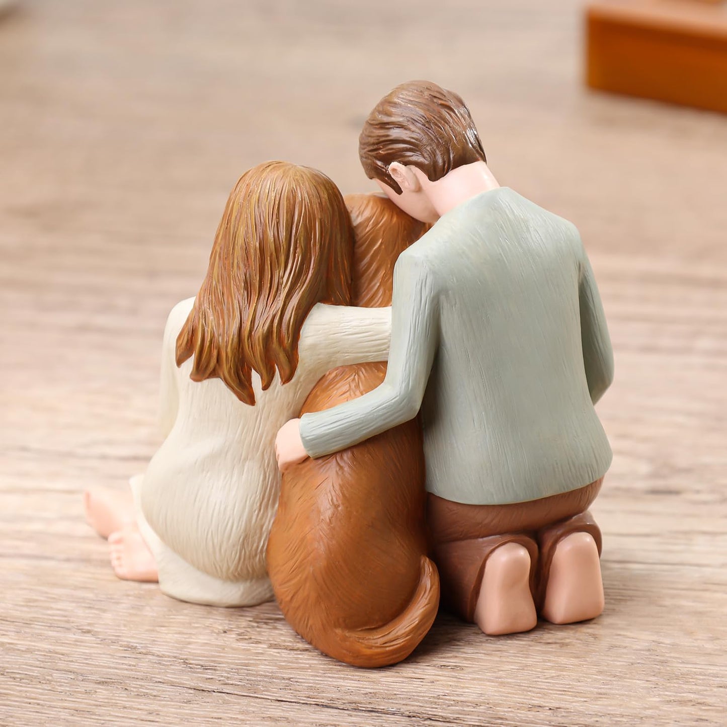 Carracci Couple with Dog Figurines Ornaments, We Are A Family Memorials Statues for Dog Lovers