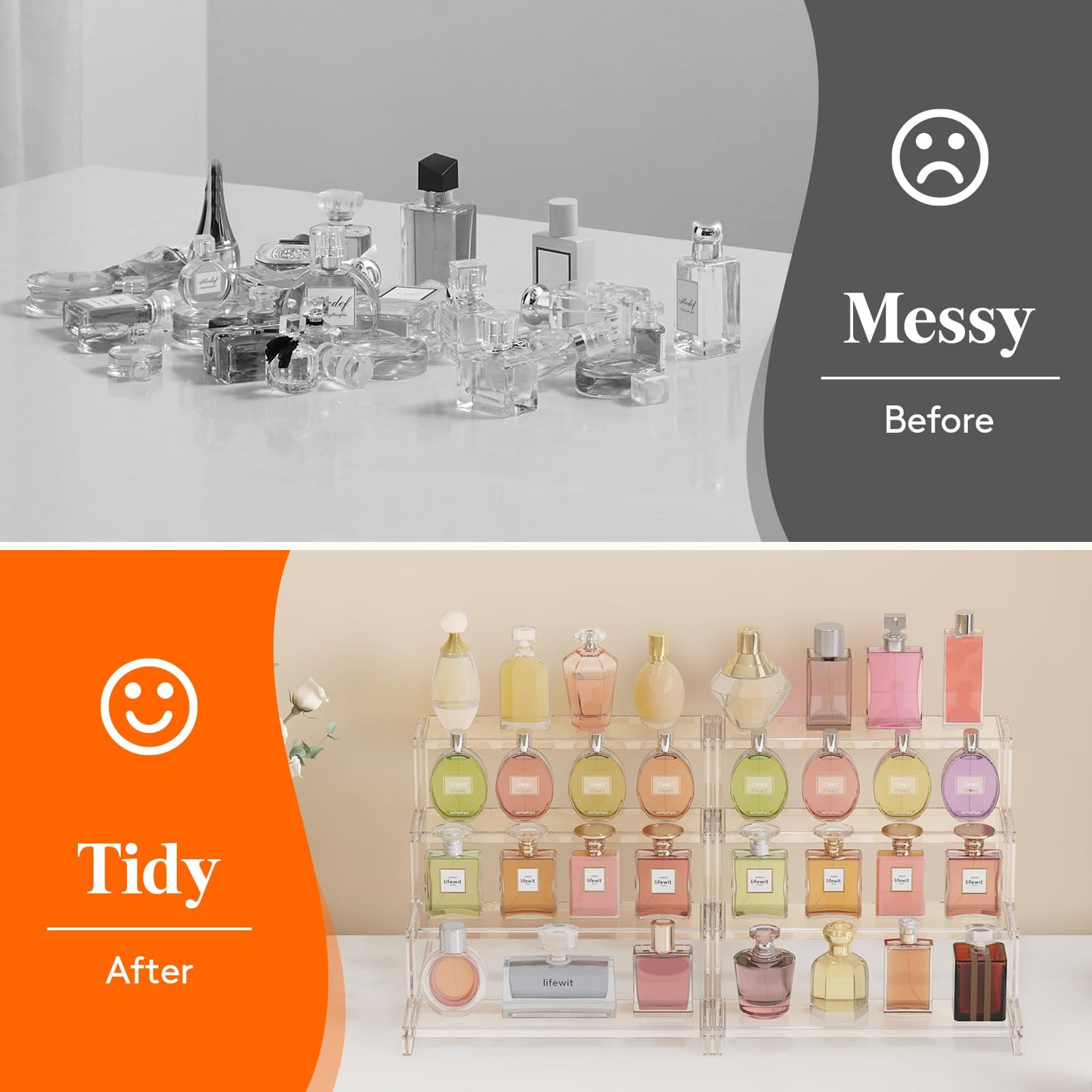 Lifewit Clear Display Stand, 12 Inch 4 Tires Perfume Display Stand Holder, Plastic Display Riser for Figures, Cupcake