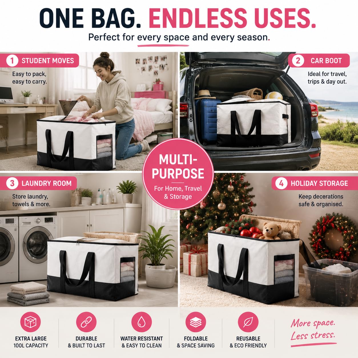 Heavy Duty Storage Bags, Clothes Bags for Moving House, Extra Thick Design