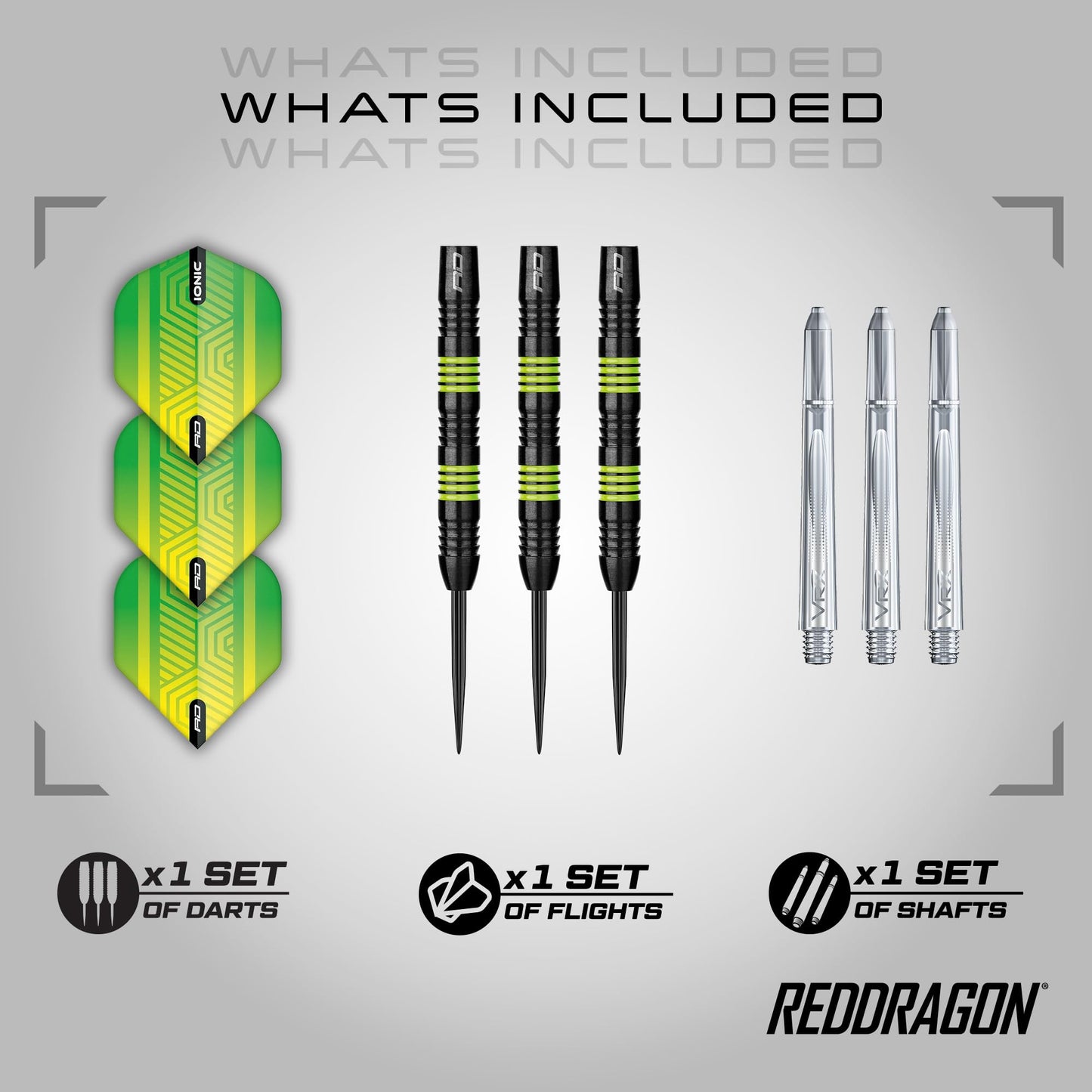 RED DRAGON Freestyle 22g Tungsten Darts Set with Flights and Stems