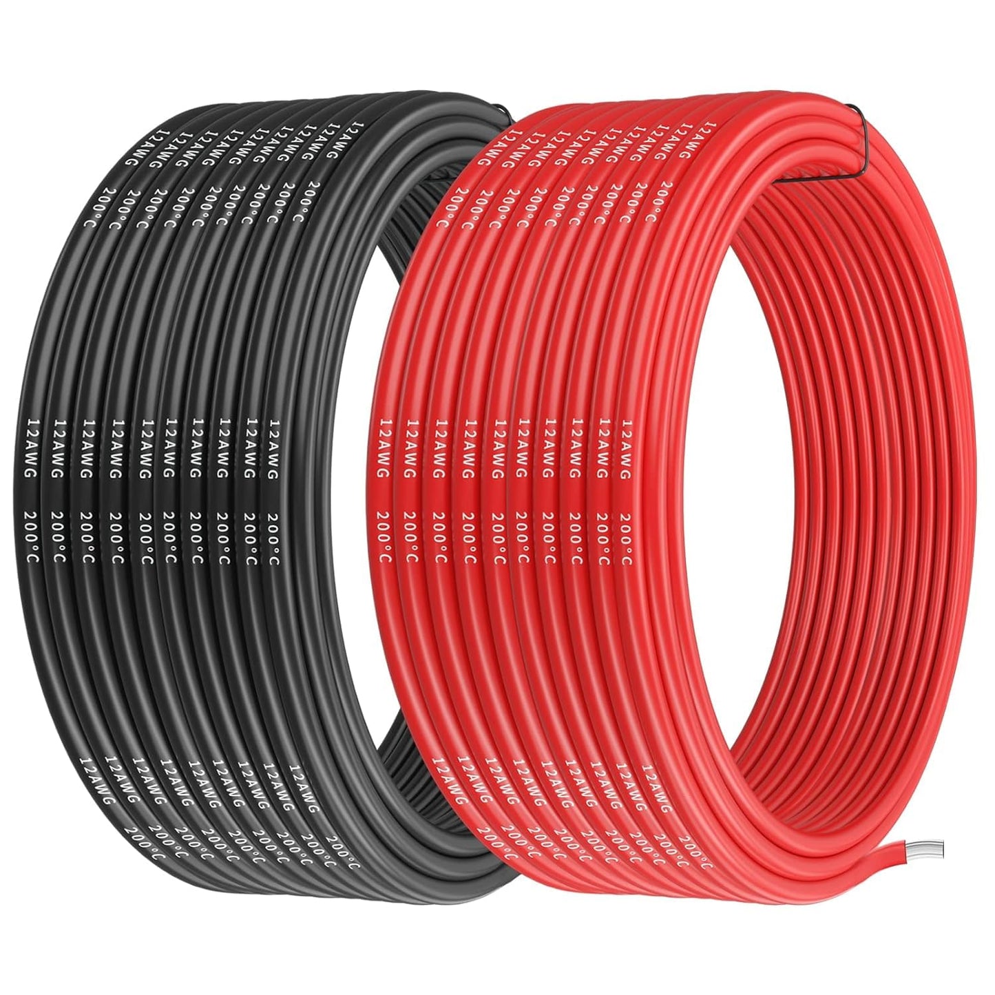 Gruiqrd 12 Gauge Silicone Wire, 12AWG Electrical Cable 32.8FT/10M [16.4FT/5m Black and 16.4FT/5m Red], Flexible 680 Strands 0.08 mm of Tinned Copper