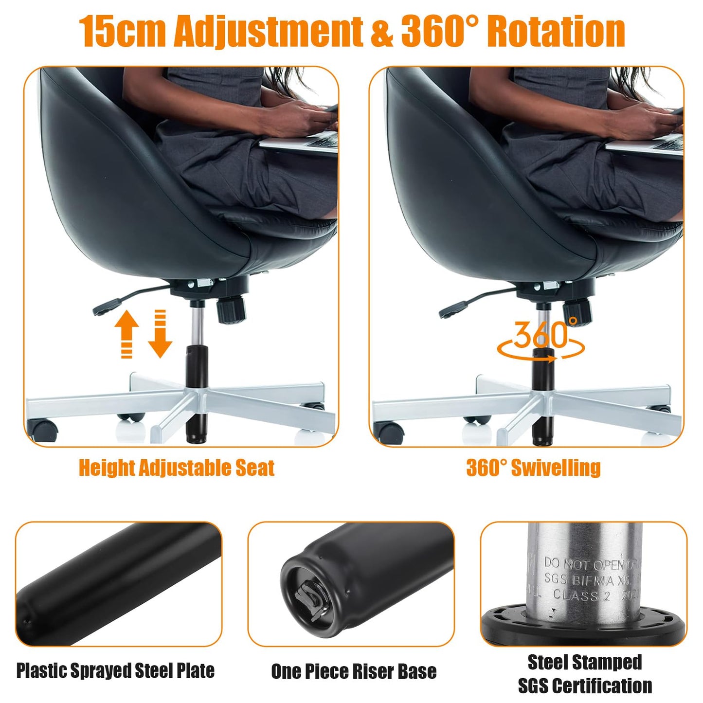 450 Lbs Office Chair Replacement Parts, Class 4 Hydraulic Pneumatic Piston, Black Heavy Duty Steel Gas Lift Cylinder