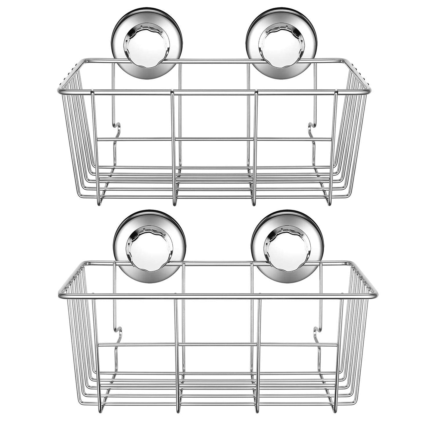 SANNO Suction Shower Caddy Shower Organiser Basket Shelf with Super Strong Suction Cups, Bath Organizer Kitchen Storage Basket for Gel Holder Bathroom