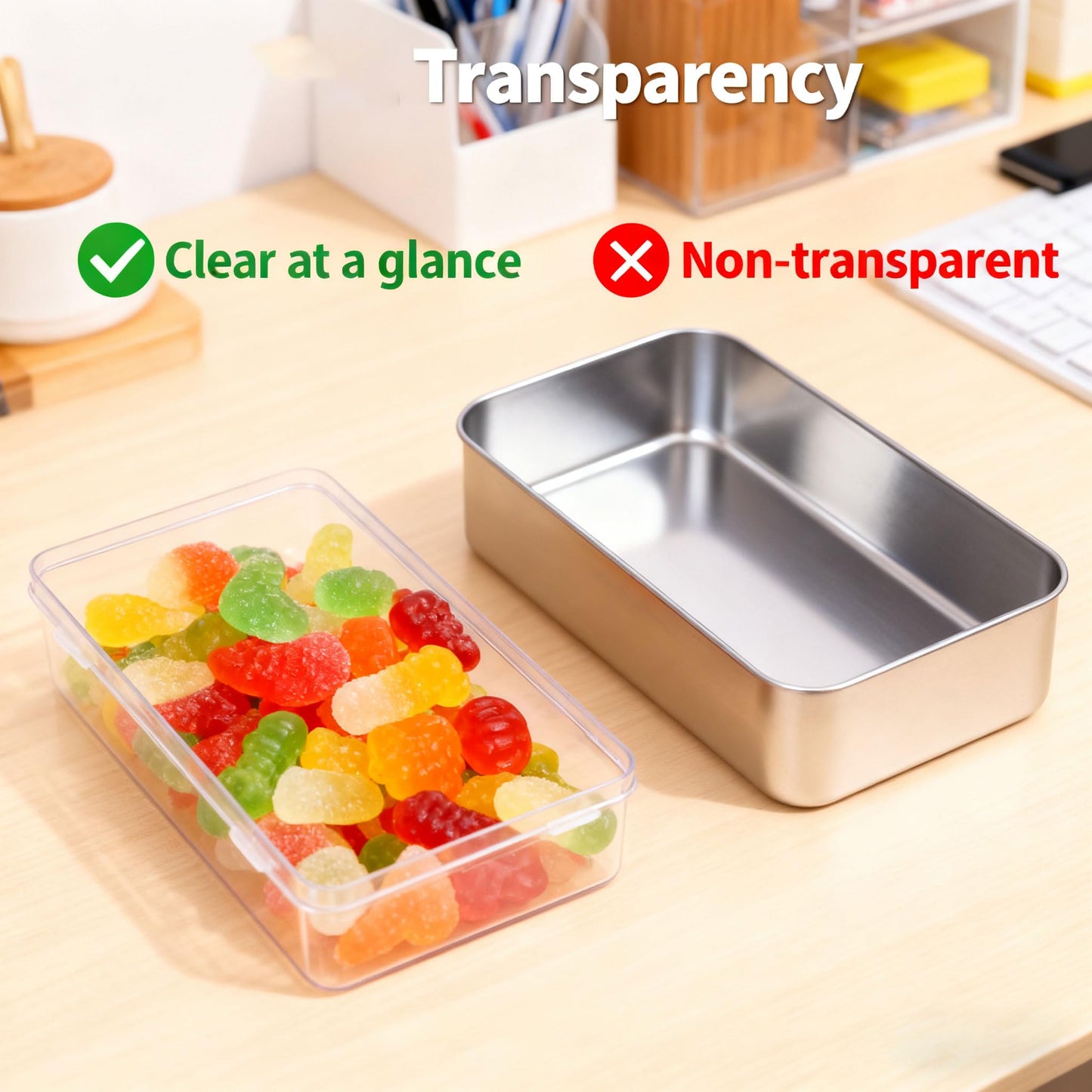 Nybrax 8 PCS Plastic Containers with Lids Plastic Drawers Storage Drawers Square Empty Clear Plastics Storage Containers Box Case with Lids for Small