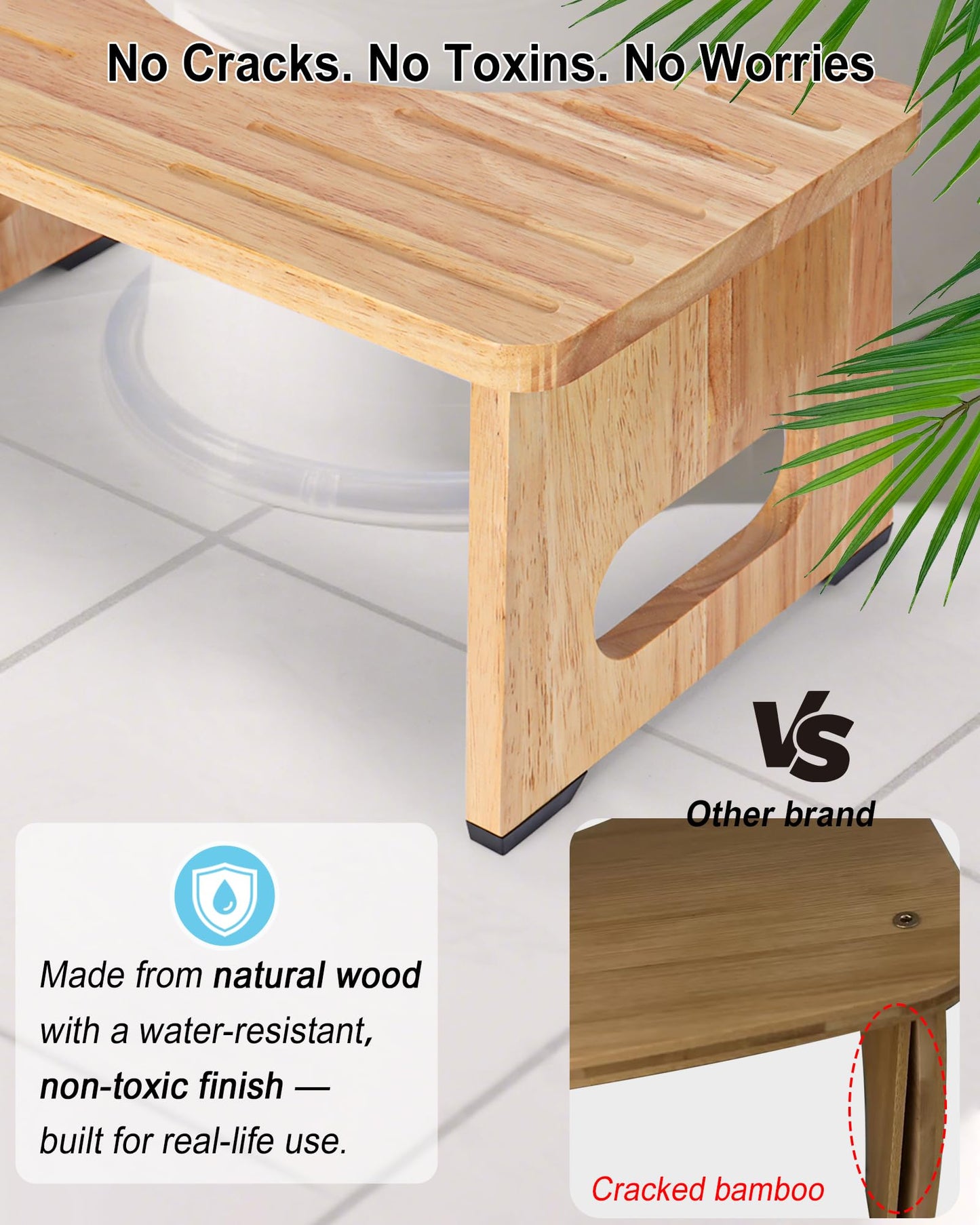 YOSE Wood Toilet Stool Squat Adult, Foldable Squatting Potty for Bathroom, Dual Anti-Slip Potty Step Stool for Pooping