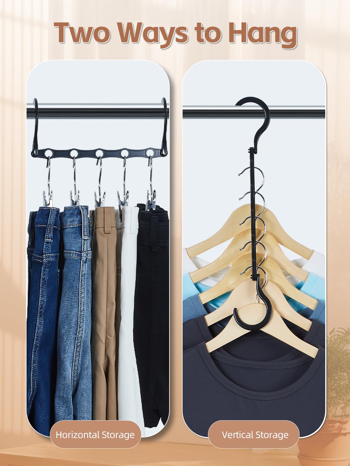 HOUSE DAY Space Saving Hanger 20 Pack Sturdy Black Magic Hangers for Closet Organizers and Storage for Heavy Clothes