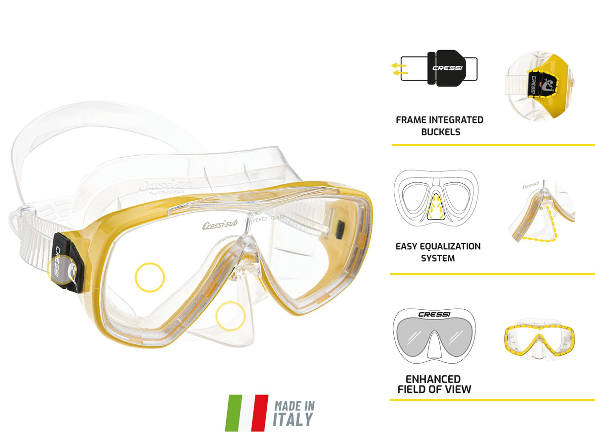 Cressi Onda Mare Italian Made Snorkel Set - Clear/Blue,
