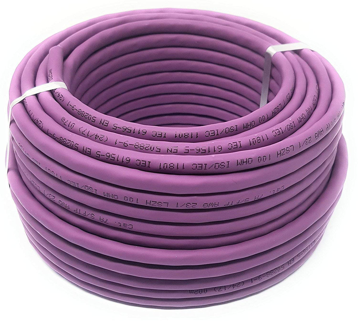 50M Cat 7A Reel - Ethernet Cable Halogen Free 1200 MHz - Copper Super Fast Network Cable - (PoE)/PoE+ Purple