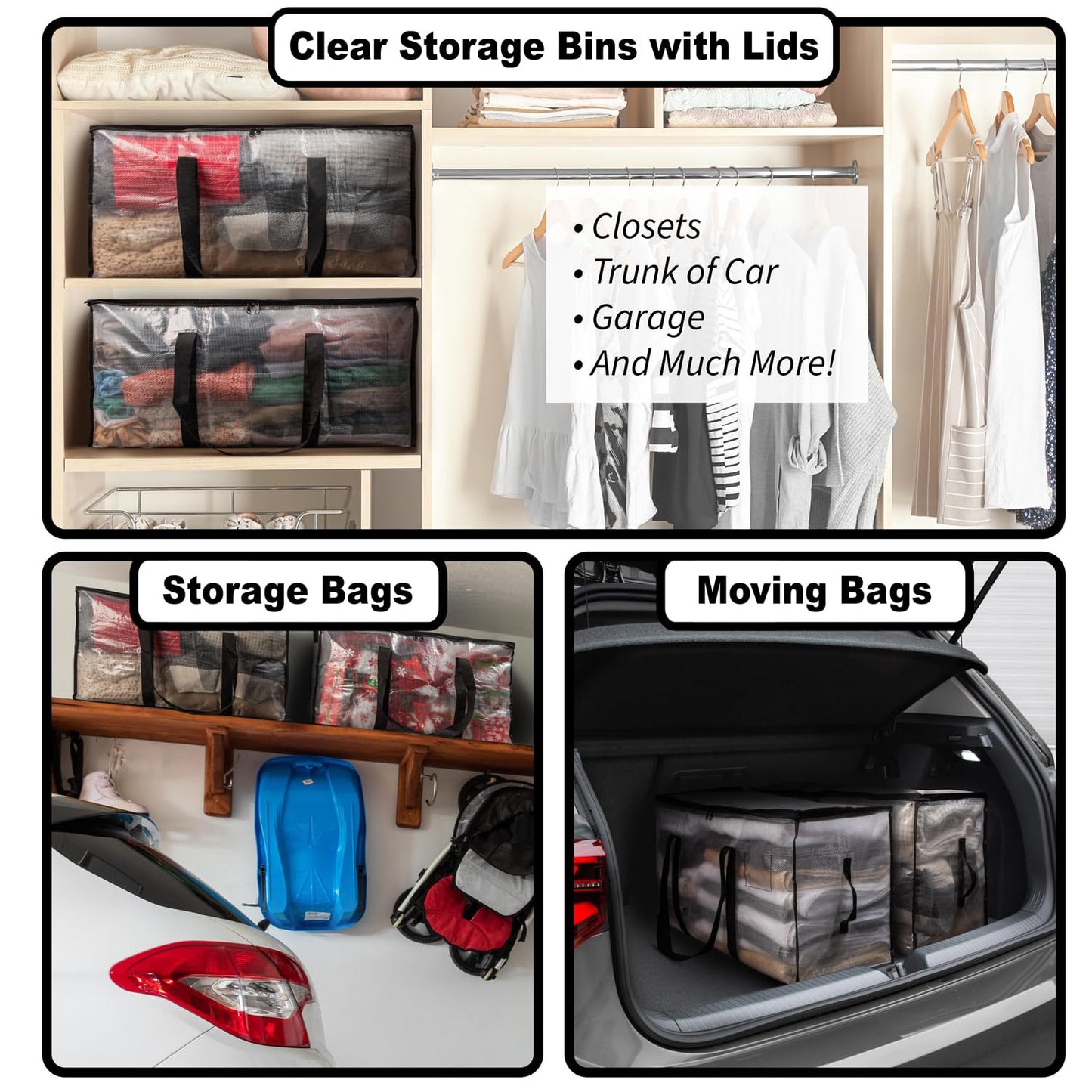 ClearSpace Oversized Moving Bags or Storage Bag  Large Moving Boxes with Backpack Straps, Zippers & Handles  Heavy-Duty Packing Bags for Moving,