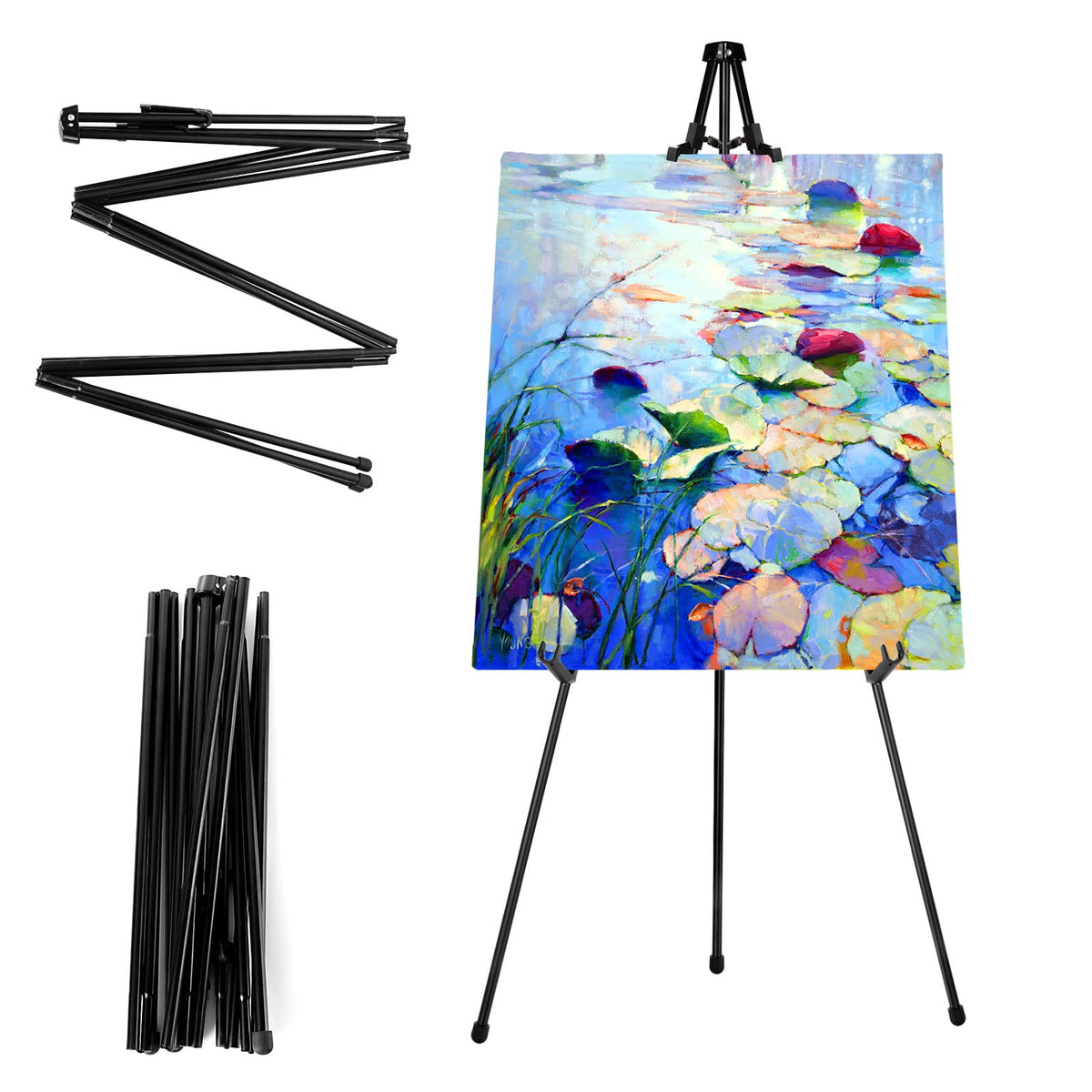 ASelected Display Easel Stand for Wedding Sign, Portable Folding Easel Floor Art Easel, Adjustable 160cm Tall Metal Poster Easel, Collapsible Tripod