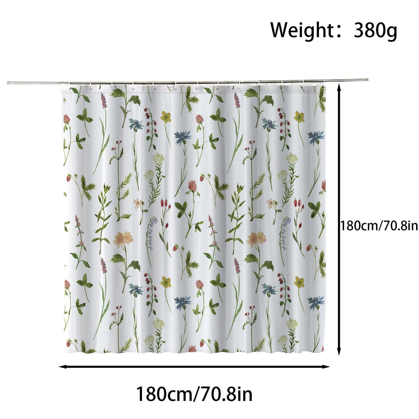 FAIRYGATE Bathroom Curtains Shower 180x180cm Spring Flower Shower Curtain Summer Curtain Artwork Print Polyester Waterproof Material Home Bathtub