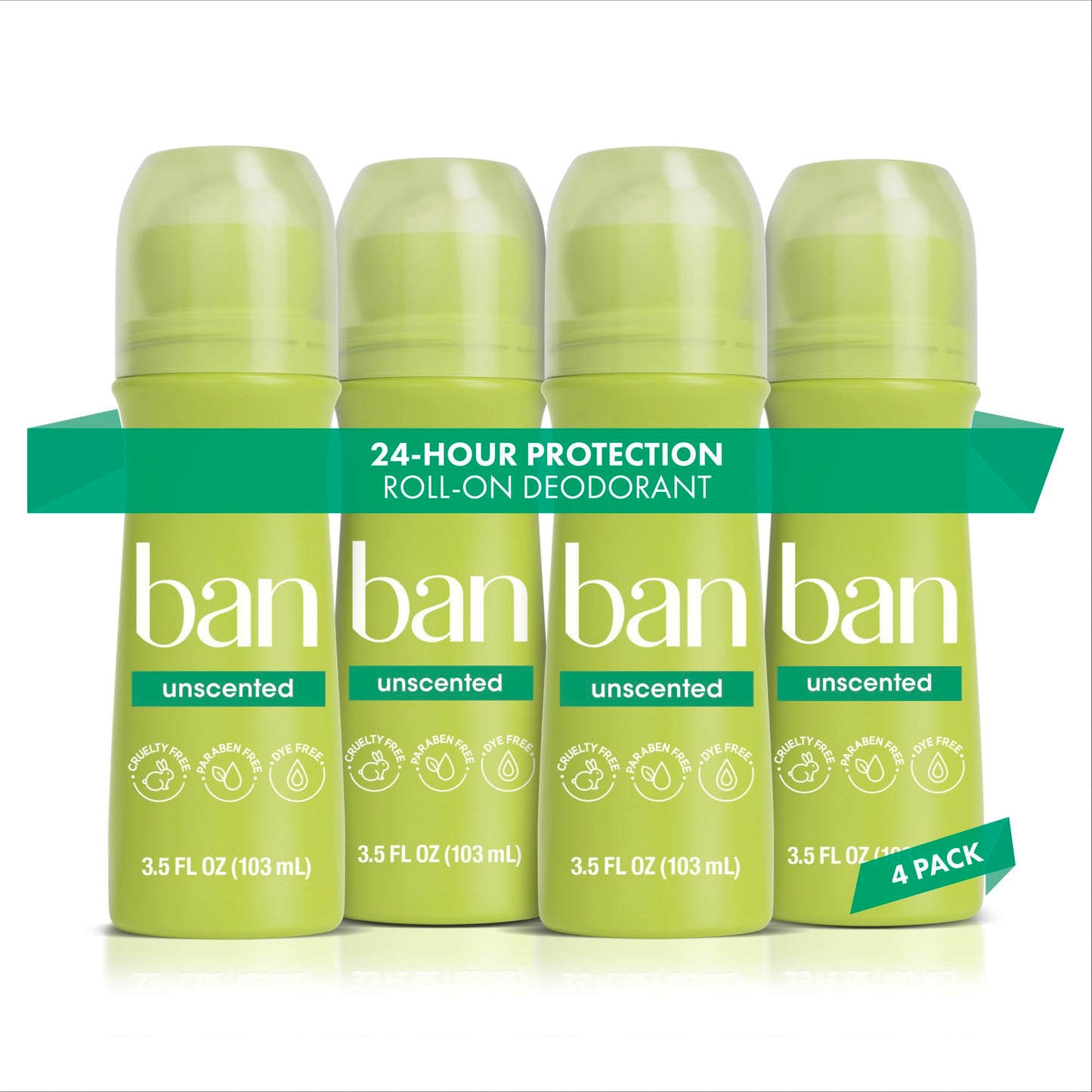Unscented Original Roll-On Antiperspirant Deodorant by Ban for Unisex - 3.5 oz Deodorant