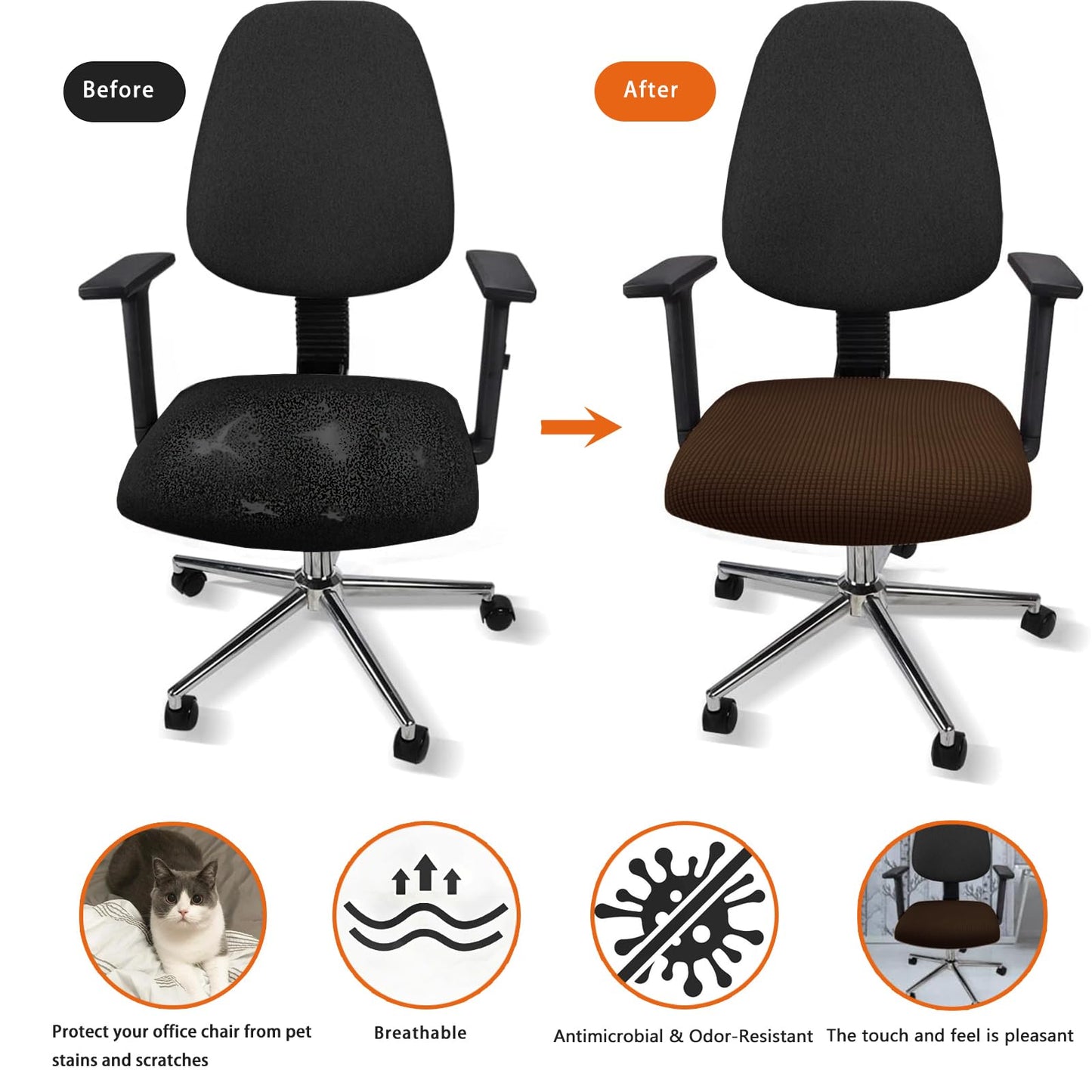 FYTXSZ Office Chair Seat Cover Stretch Elastic Universal Fit Washable Slipcover Seat Protector for Desk Swivel Computer Chairs