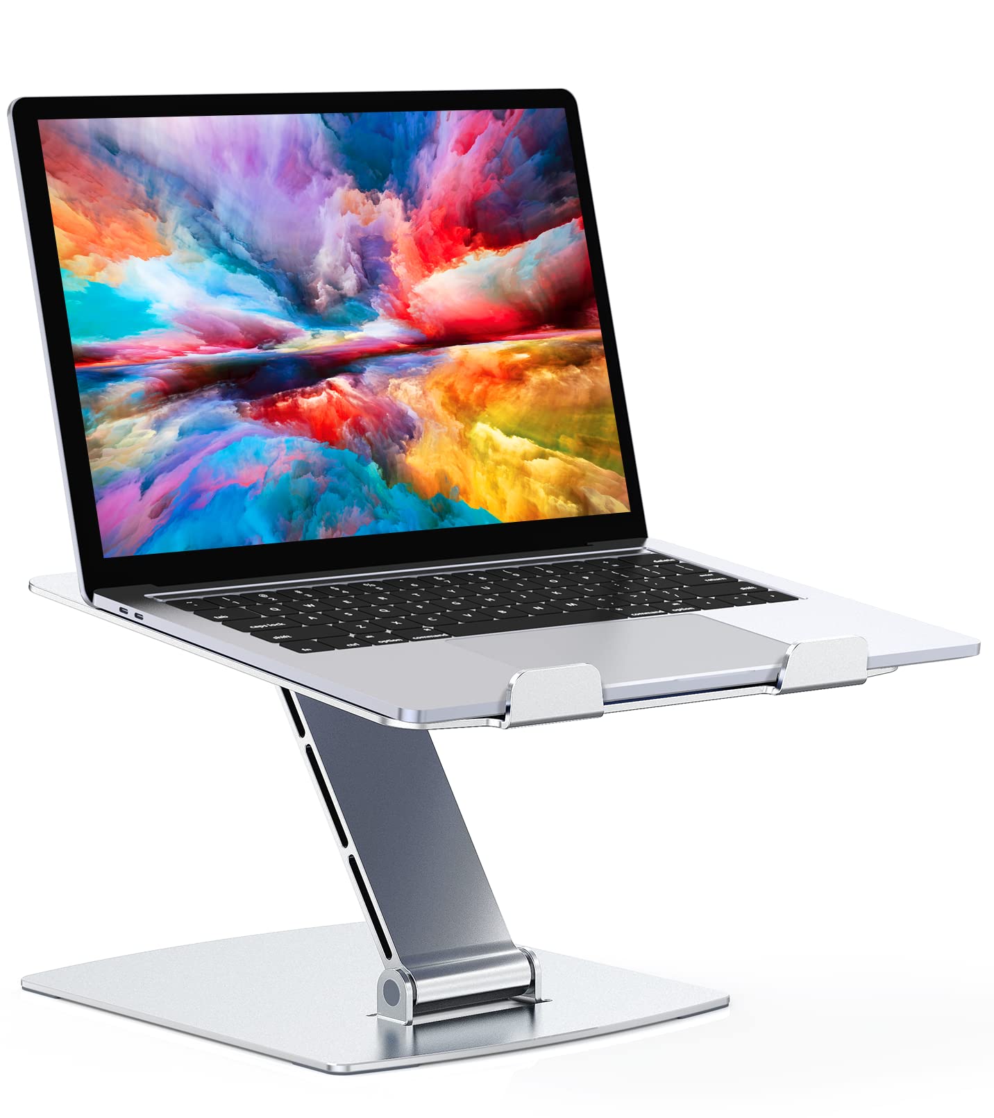 Glangeh Laptop Stand Adjustable Height, Ergonomic Air-Ventilated Laptop Riser Holder for Desk, Aluminum Foldable Laptop Cooling Pads Computer Stand