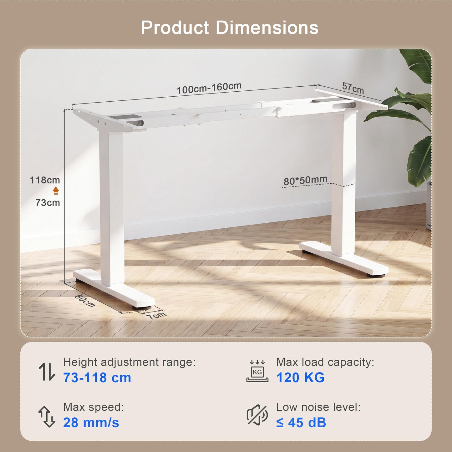 JUMMICO Height-adjustable desk frame with 2 strong motors, table frame, height adjustable with 3 memory controls, for sit-stand (white)