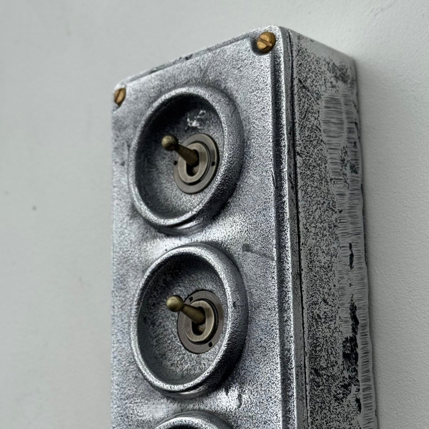3 Gang 2 Way Solid Cast Metal Toggle Light Switch | Industrial Vintage Surface Mounted *Factory Second*