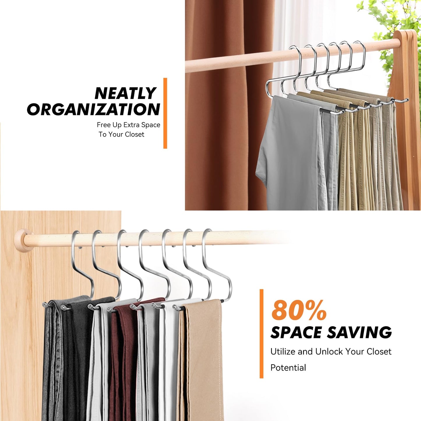 Hodola 18 Pack Space Saving Open Ended Metal Pant Hangers, Non Slip Jean Hangers for Men and Women