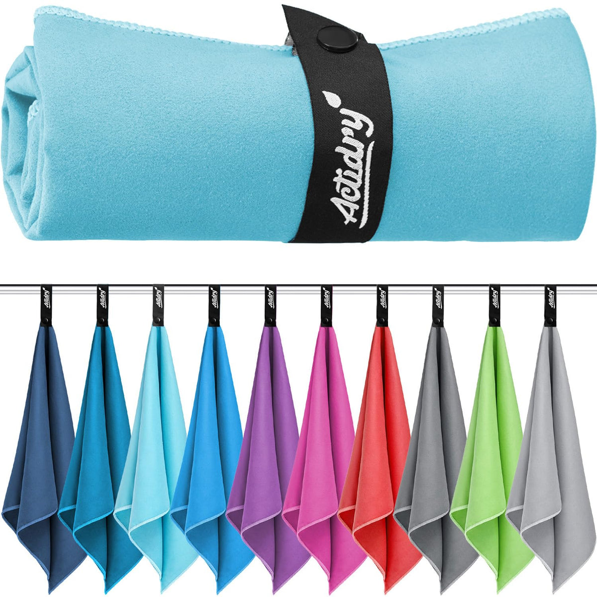 Actidry Microfibre Towel - light and absorbent - 9 colours S M L XL sizes - great for beach, sports and outdoor activity - S (40 x 80 cm) 2 pieces