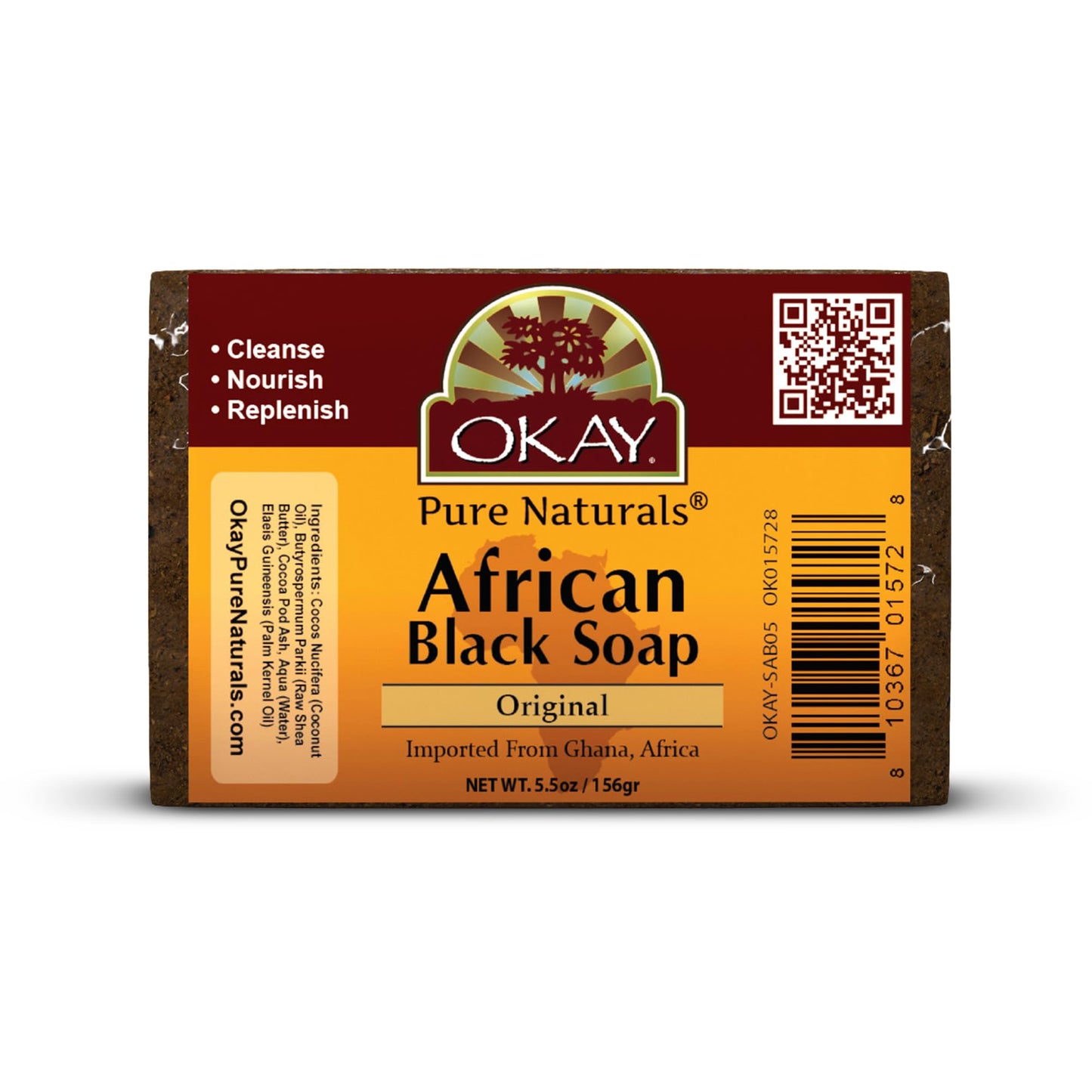 OKAY Pure Naturals African Black Soap, 5.5 Ounce, 0.16 kg