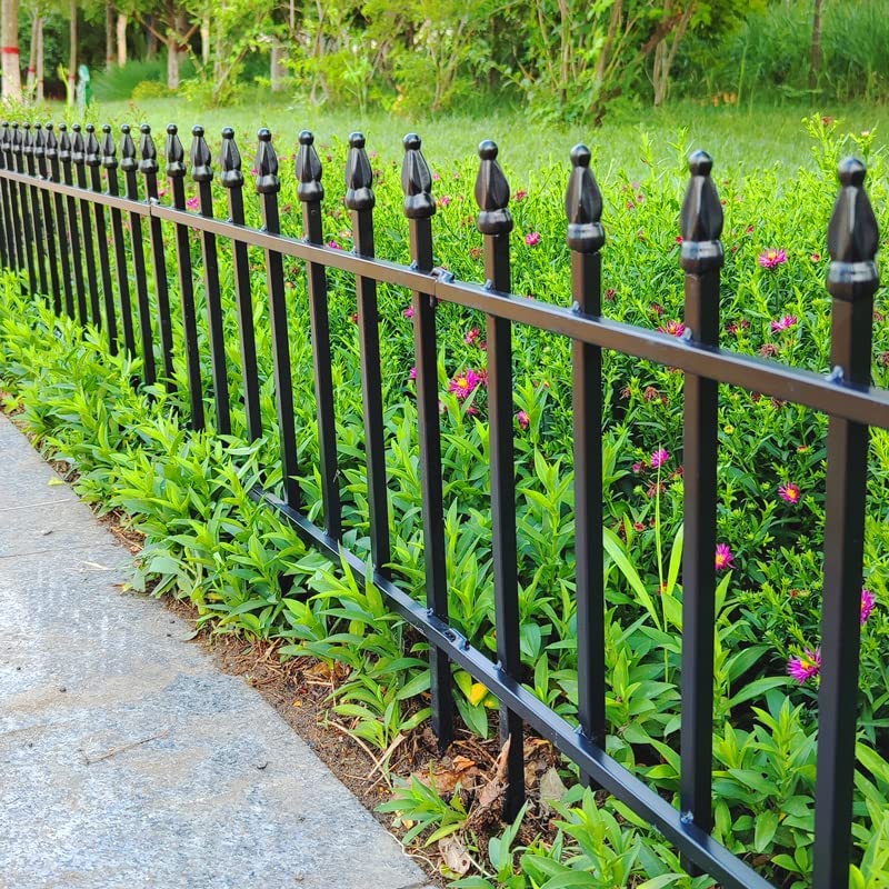 Thealyn Metal Decorative Garden Fence 57cm Wide x 45cm High (5 Panels, Total Length 2.8m), Metal Fence Panels, Landscape Fencing for Flower Bed,
