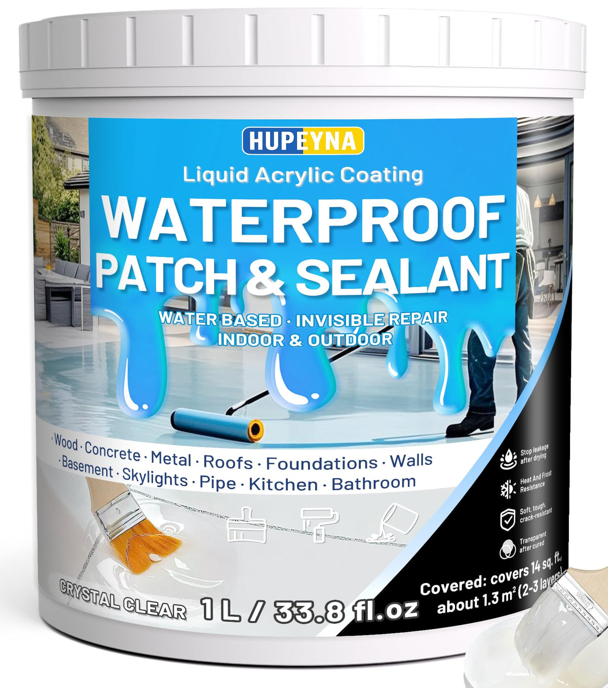 Hupeyna Liquid Waterproof Sealant, Invisible Water Proof Agent, Anti-Leakage Repairing Transparent Waterproof Coating, Indoor and Outdoor Water-Based
