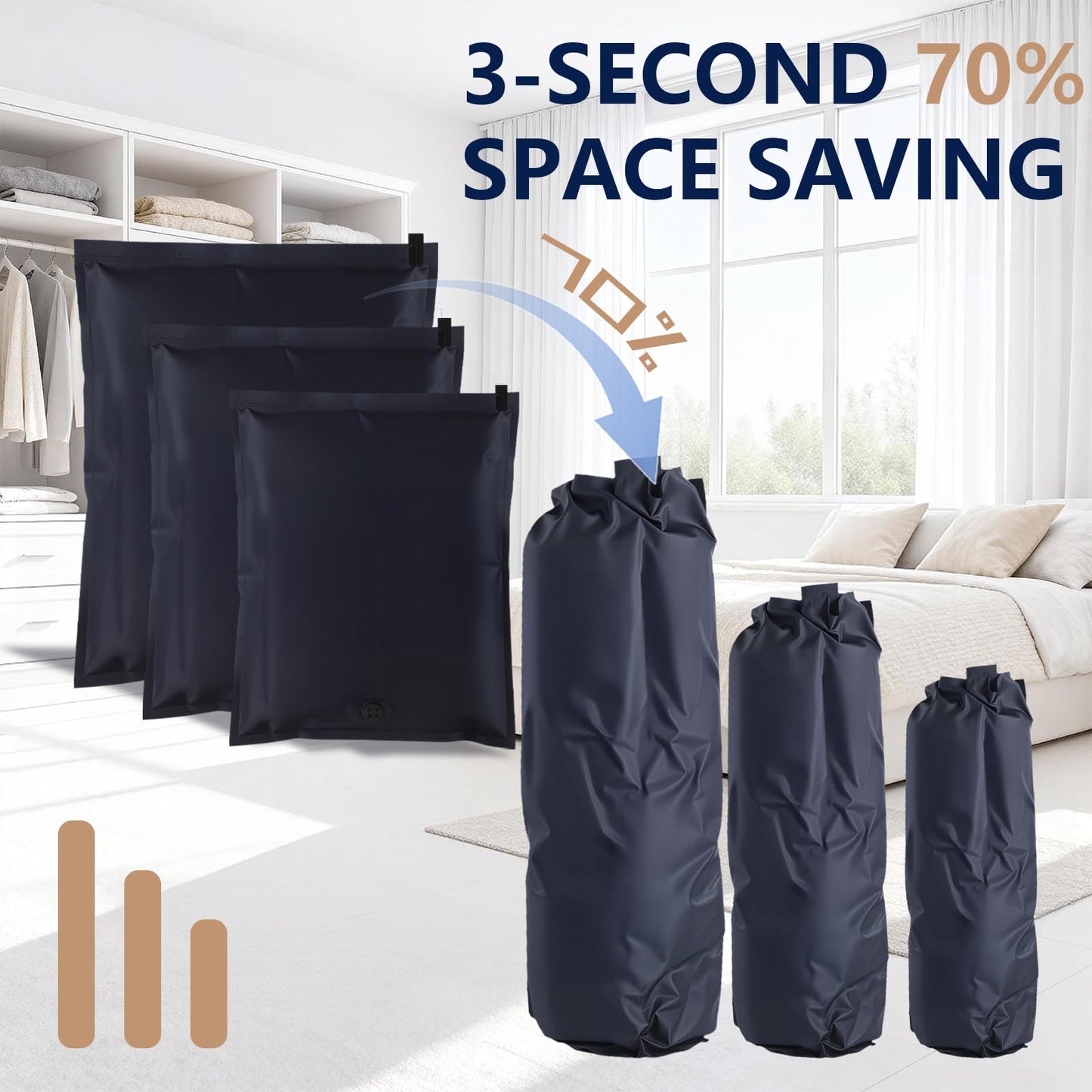 Small Vacuum Storage Bags for Travel 2 Pack（Black-1S-1M）