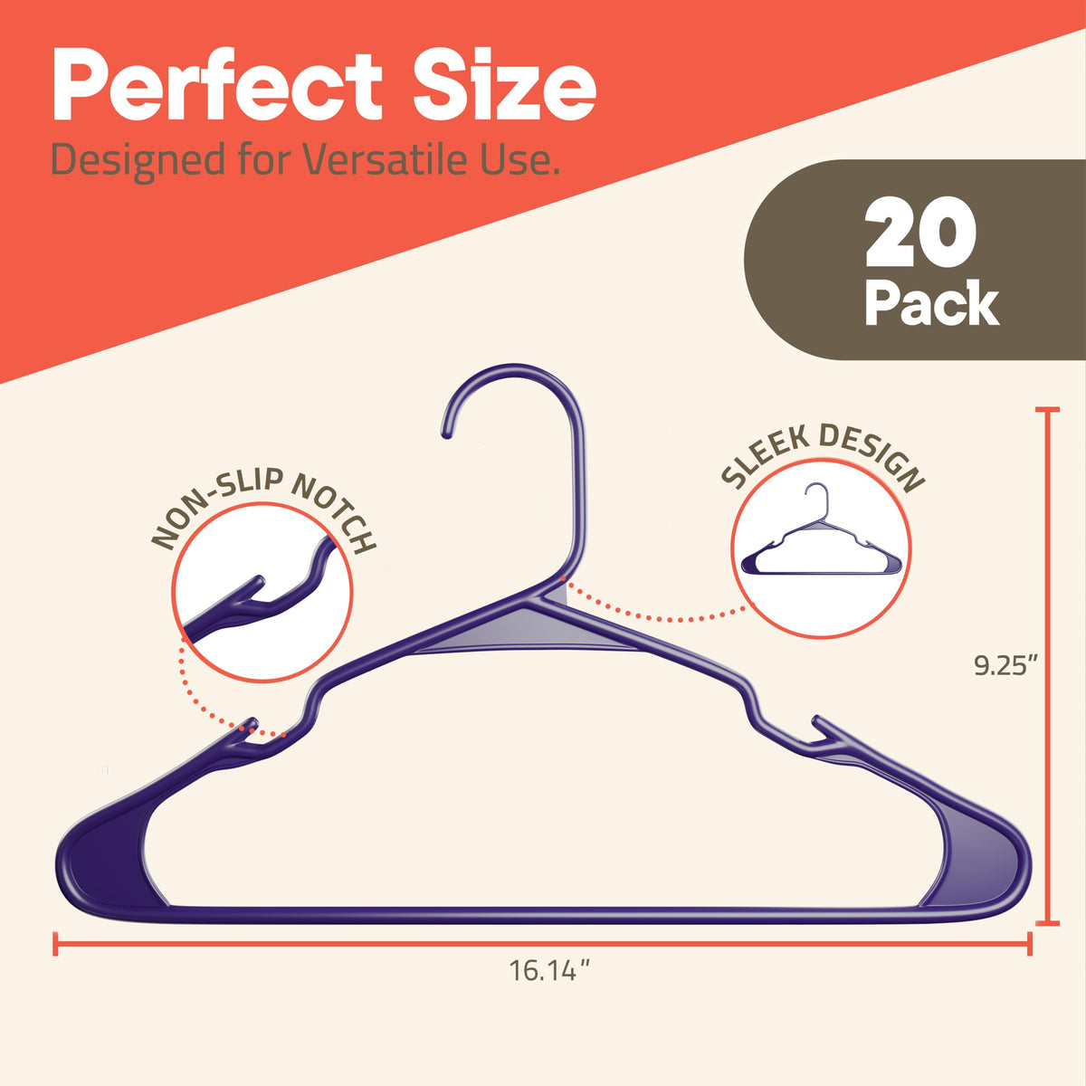 Campior Premium Clothes Hangers – Space-Saving Slim Design, Lightweight and Durable Plastic with Smart Shoulder Grooves