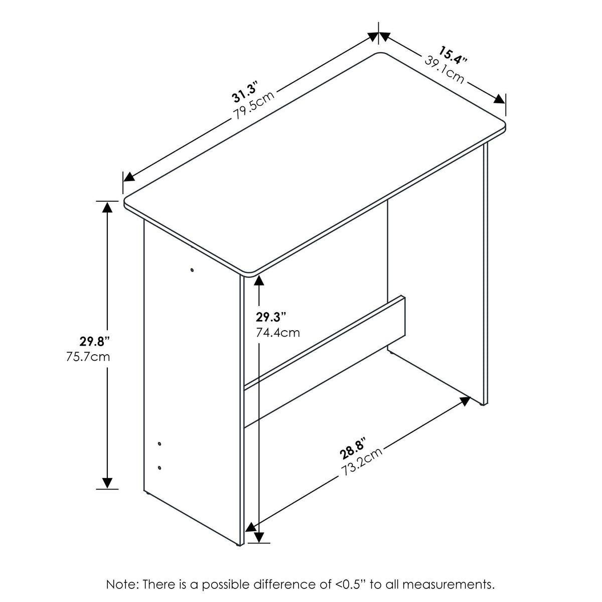 Furinno Simplistic Computer Desk, Study Desk, Writing Desk, Espresso, 39.1 (D) x 79.5 (W) x 75.7 (H) cm