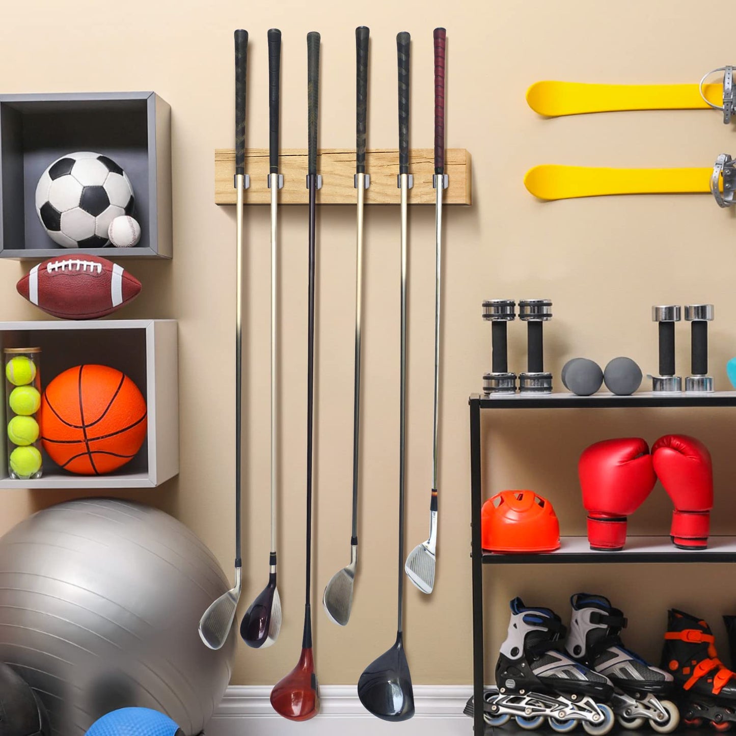 Deekin 30 Pcs Golf Club Holder Golf Club Rack Golf Storage Organizer for Garage Golf Club Hanger Golf Club Wall Mount with 60 Pcs Screws for Golf