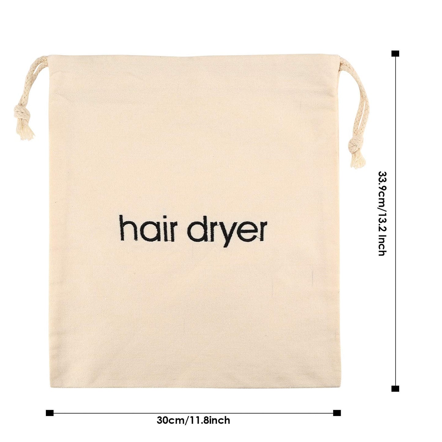 ERKXD Hair Dryer Bags Drawstring Bag Container Hairdryer Bag for Travel Bathroom 30 x 34cm (White)