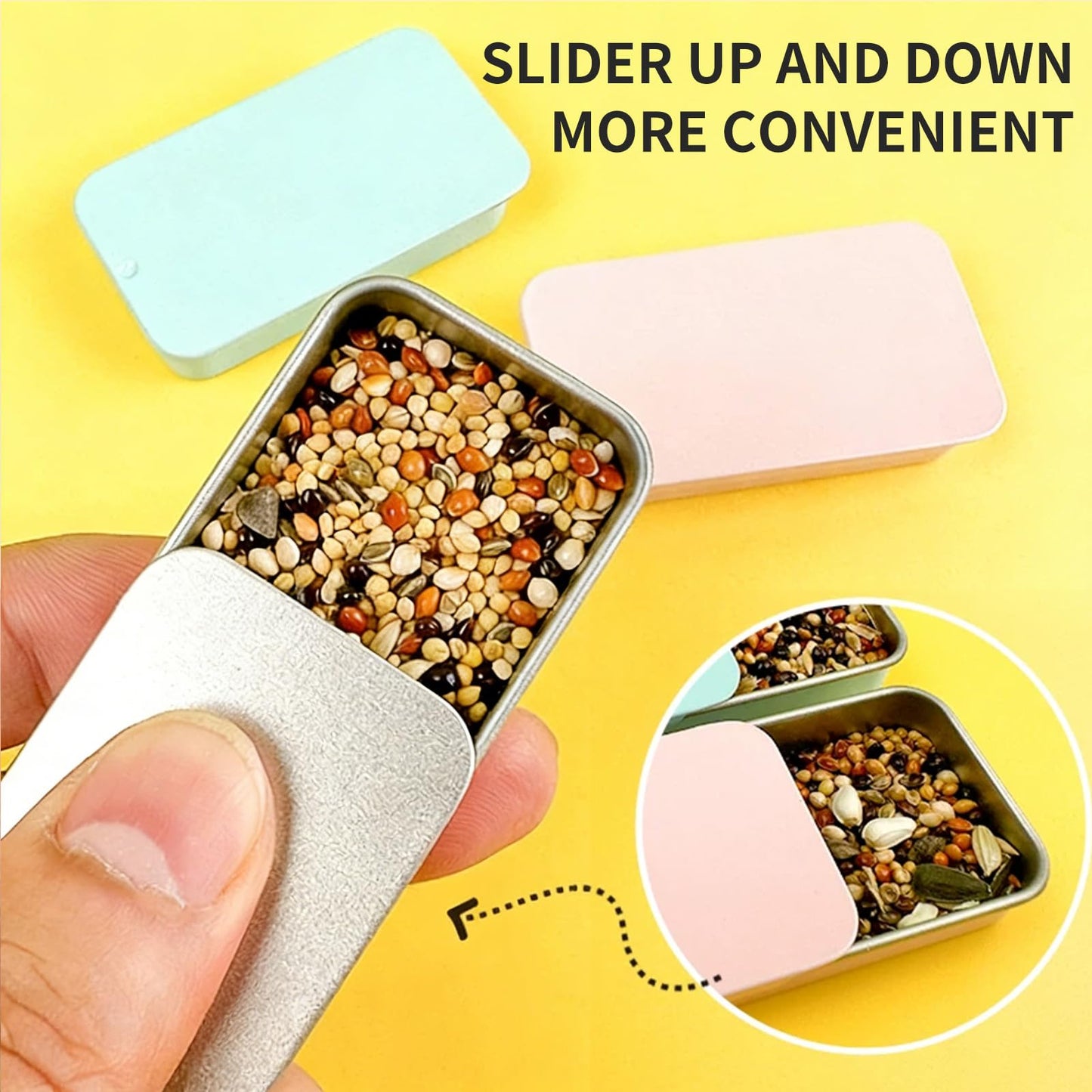 ApexPine 6 Pcs Mini Sliding Lid Tin Boxes for Small Item Storage