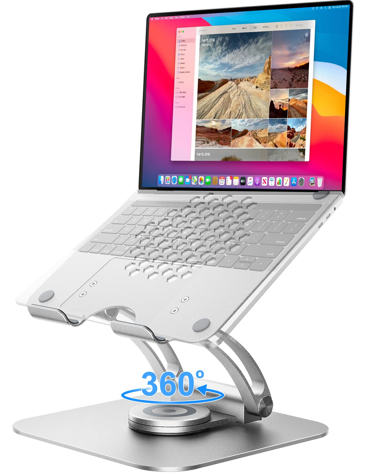 tounee Adjustable Laptop Stand for Desk, Ergonomic Holder with 360° Rotating Base