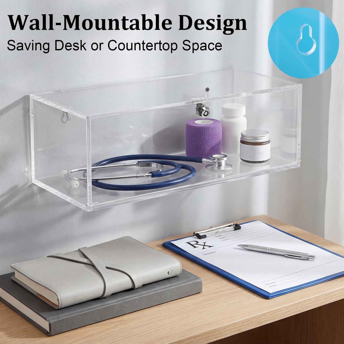 TOLIDA Acrylic Refrigerator Medicine Box with Keys, Large