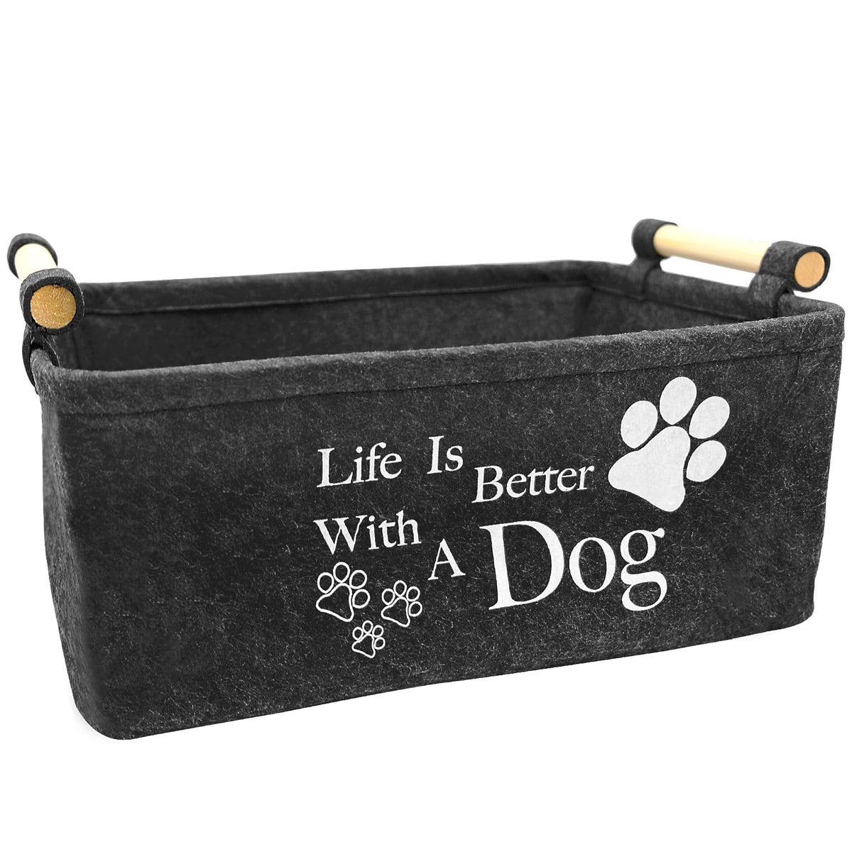 inheming Puppy Toy Box Storage Basket, Collapsible Pet Supplies Storage Basket, Dog Toy Basket Box38cm x 25cm x 18cm Black