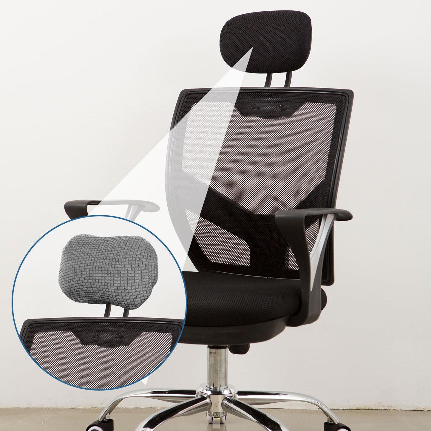 sourcing map Office Chair Pillow Cover, Office Chair Headrest Attachment Removable Headrest Protector for Home Desk Computer Chairs, Light Gray