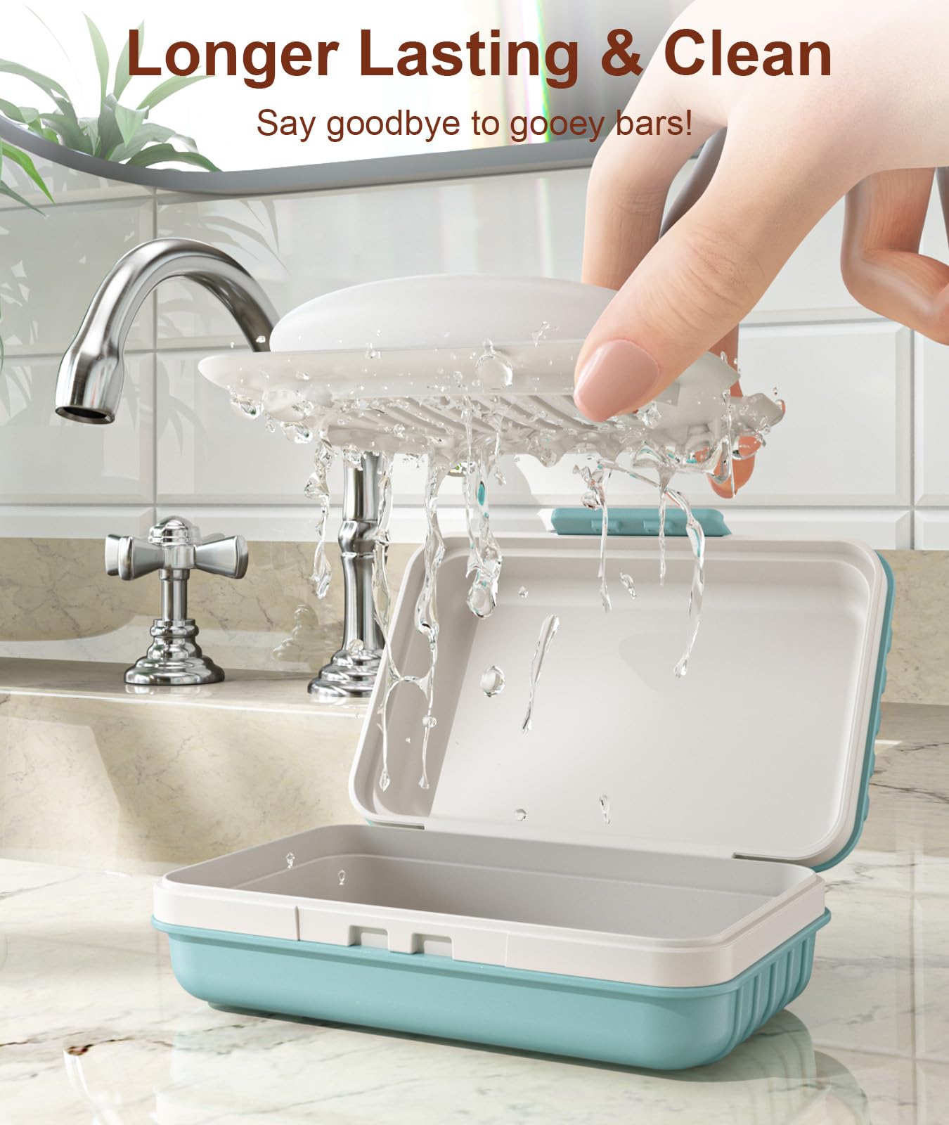 Quatish Leakproof Bar Soap Holder Dish with Lid for Shower, Portable 1 Pack Travel Soap Case Box for Gym, Camping, Hiking, Outdoor Use