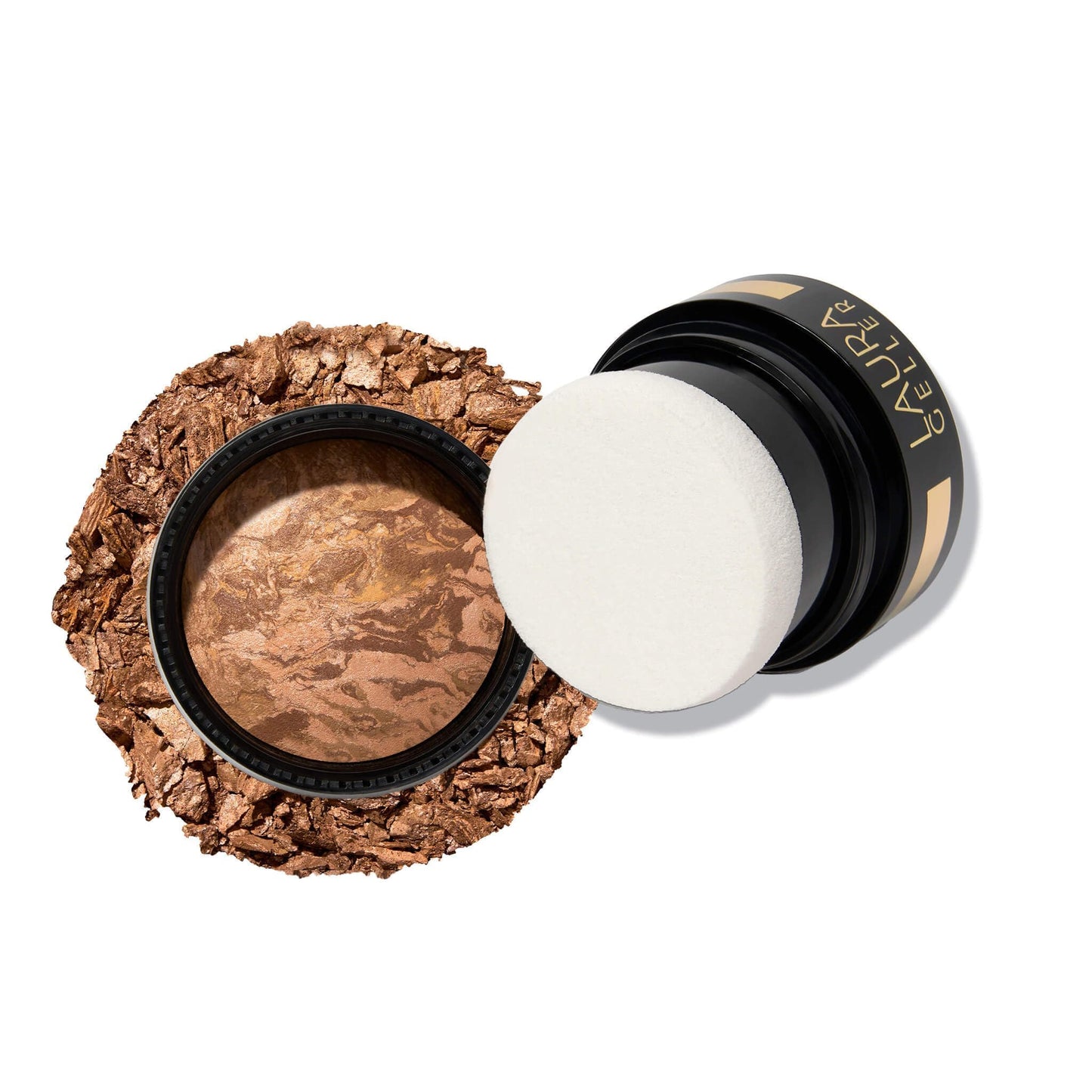 LAURA GELLER Baked to Go Balance-n-Brighten Colour Correcting Powder Foundation (Tan) Travel Size Buildable Light to Medium Coverage Baked Foundation,