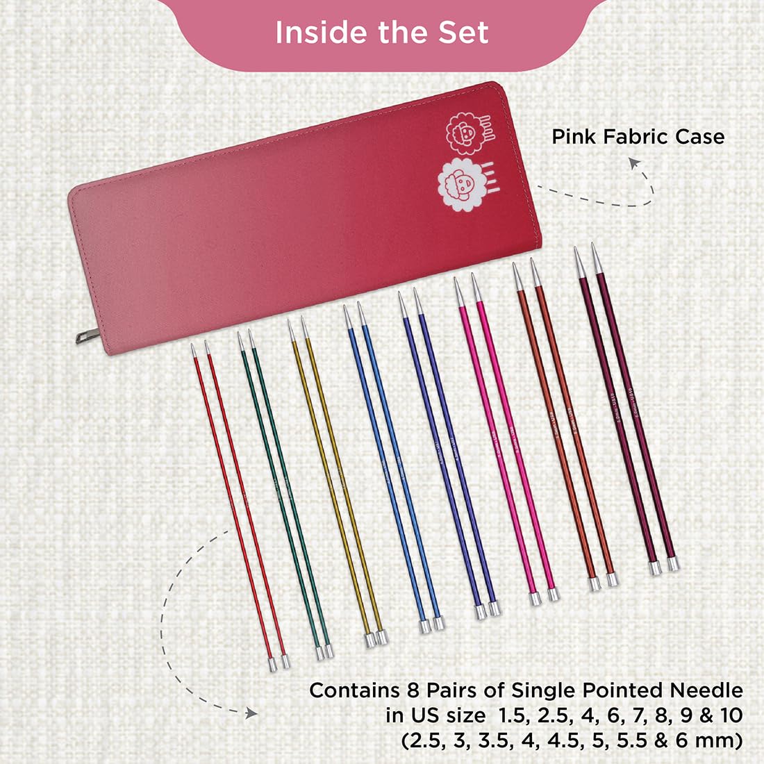 KnitPro Single-Pointed Knitting Needle Set - Zing (30cm) - 2.50-6.00mm