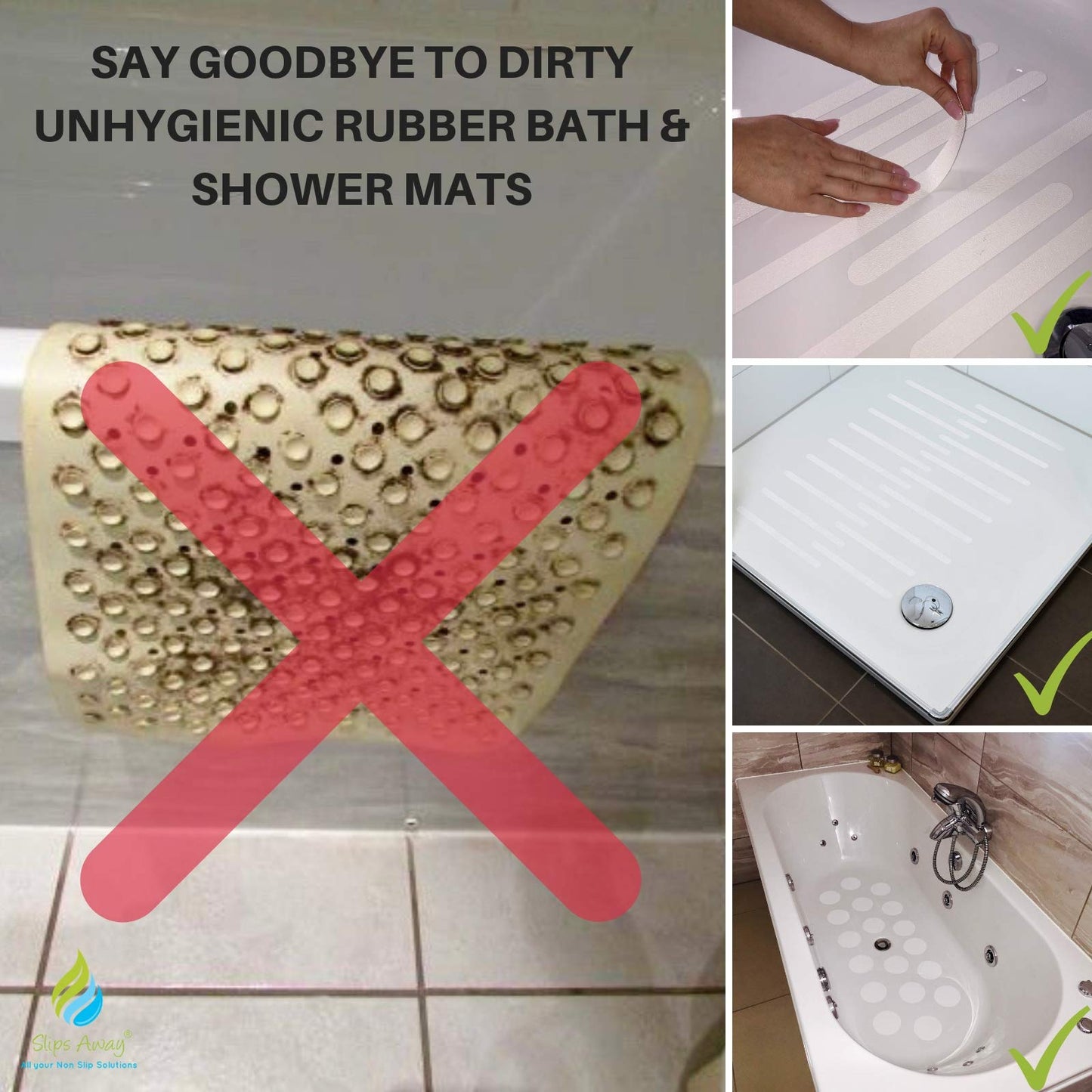 Non-Slip Bath & Shower 28x Clear Stickers - FREE FITTING TEMPLATE INCLUDED - Modern Stylish Alternative to a Rubber Suction Mat